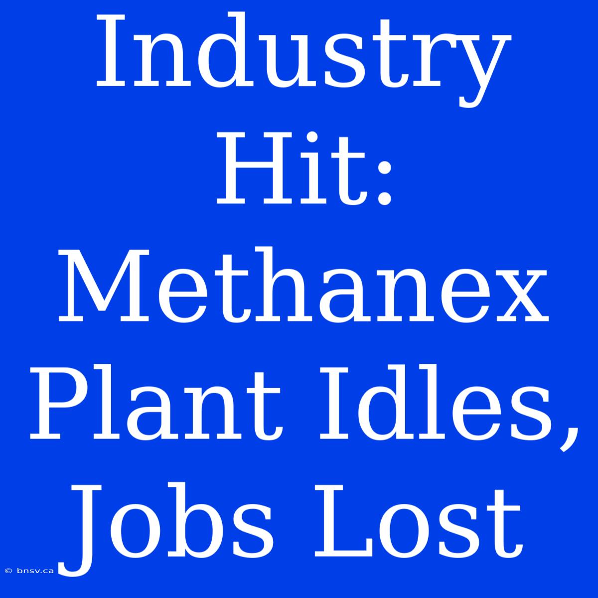 Industry Hit: Methanex Plant Idles, Jobs Lost