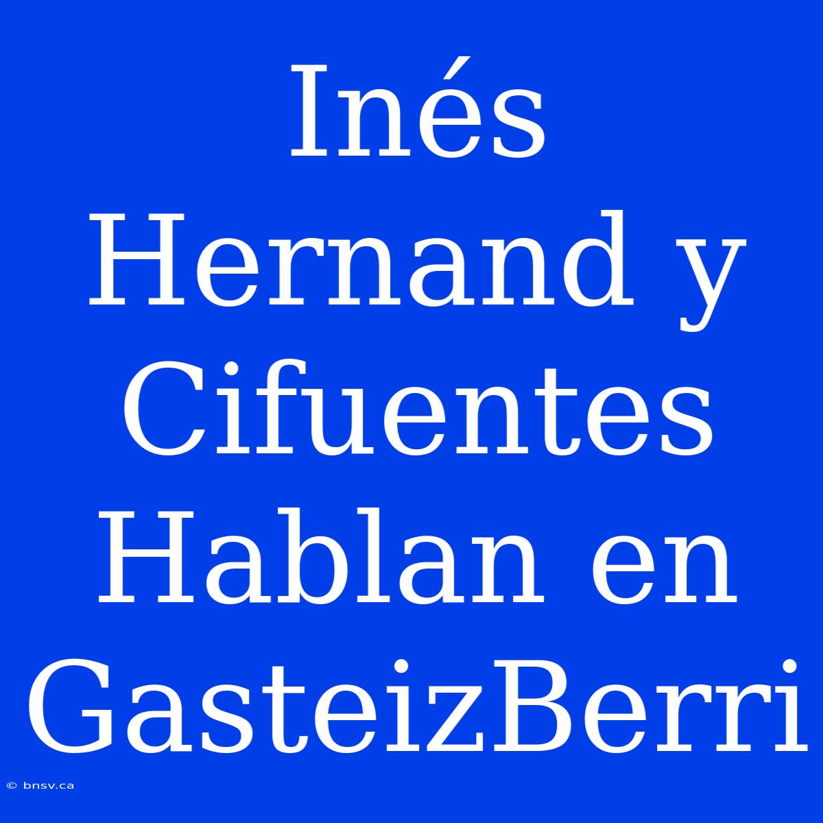 Inés Hernand Y Cifuentes Hablan En GasteizBerri