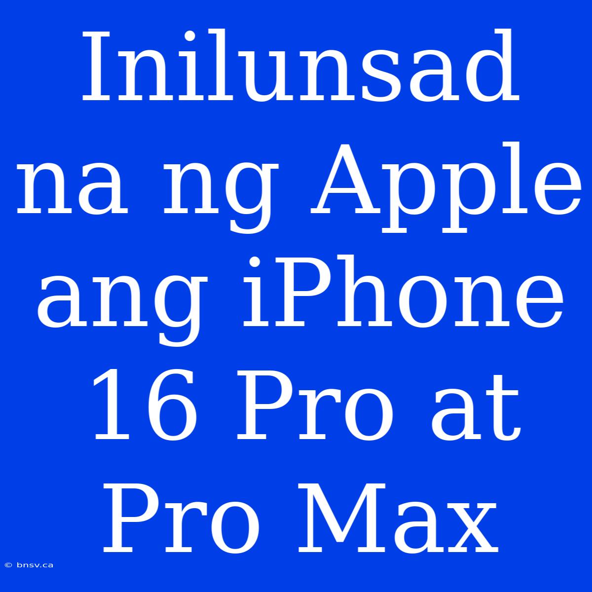 Inilunsad Na Ng Apple Ang IPhone 16 Pro At Pro Max