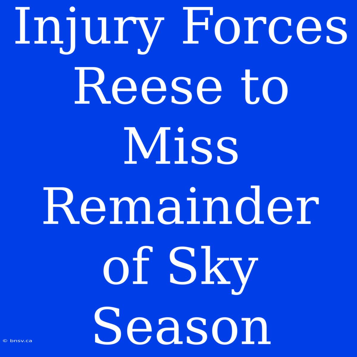 Injury Forces Reese To Miss Remainder Of Sky Season