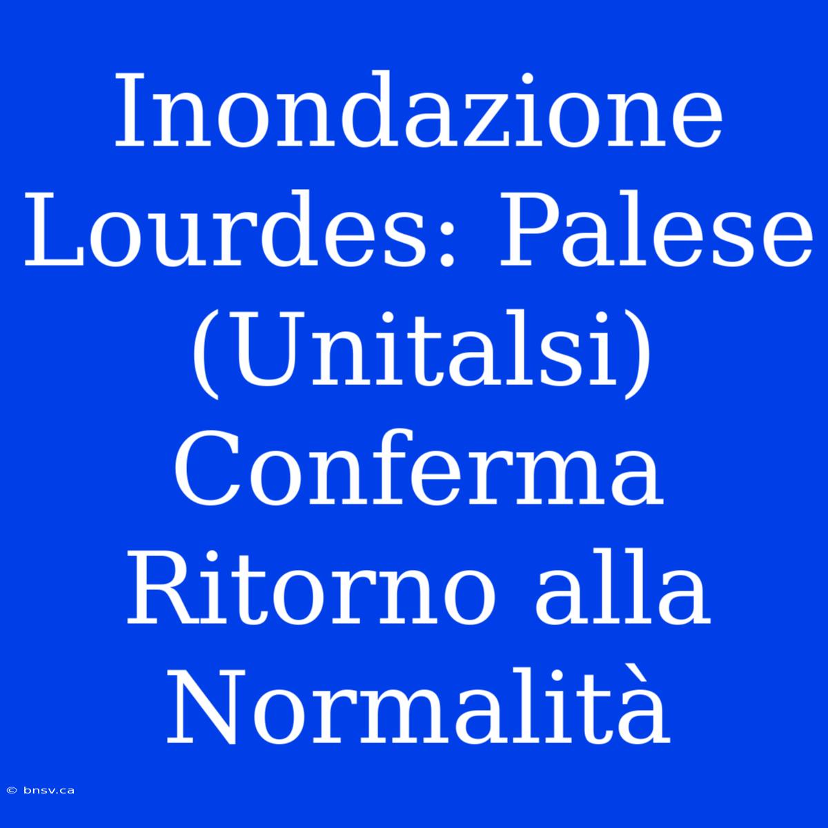 Inondazione Lourdes: Palese (Unitalsi) Conferma Ritorno Alla Normalità