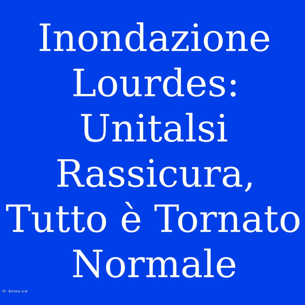 Inondazione Lourdes: Unitalsi Rassicura, Tutto È Tornato Normale