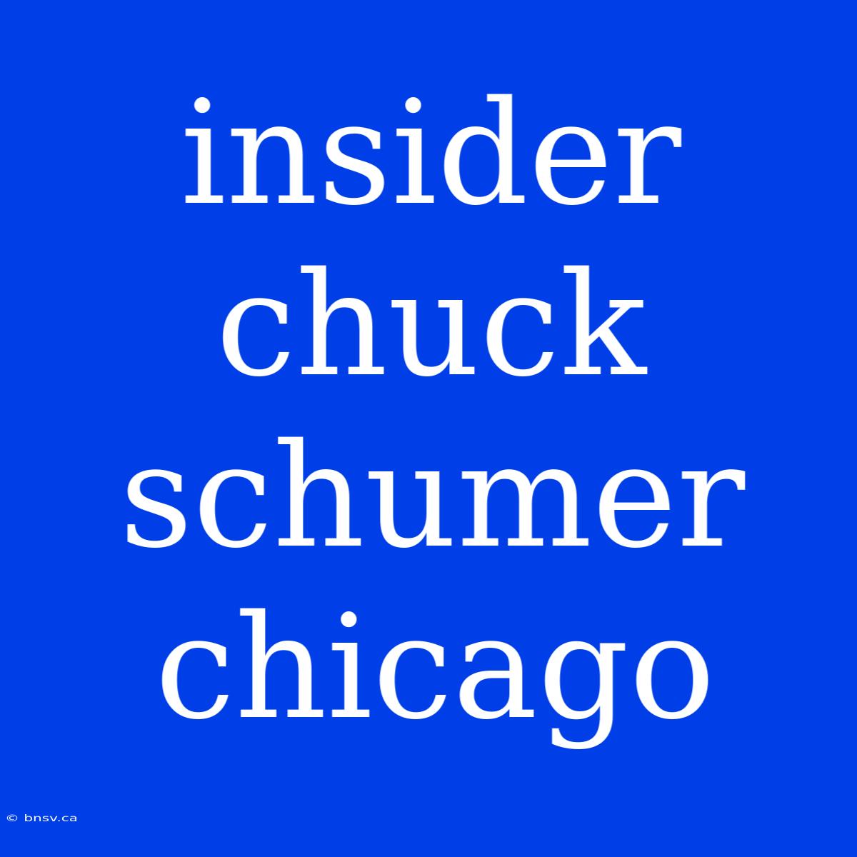 Insider Chuck Schumer Chicago