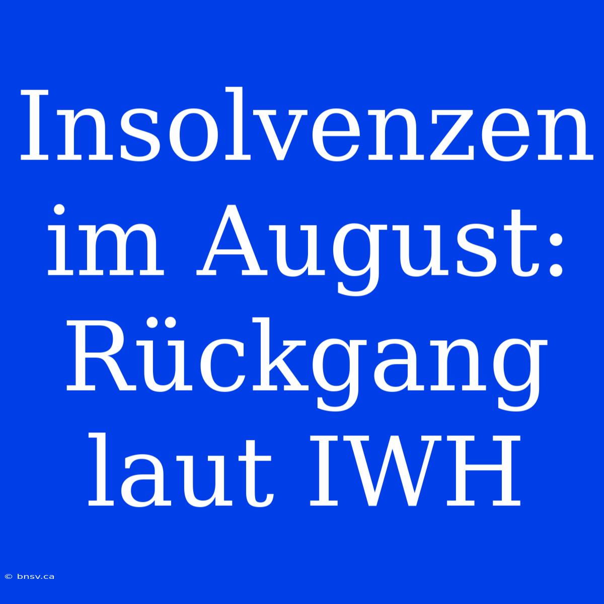 Insolvenzen Im August: Rückgang Laut IWH