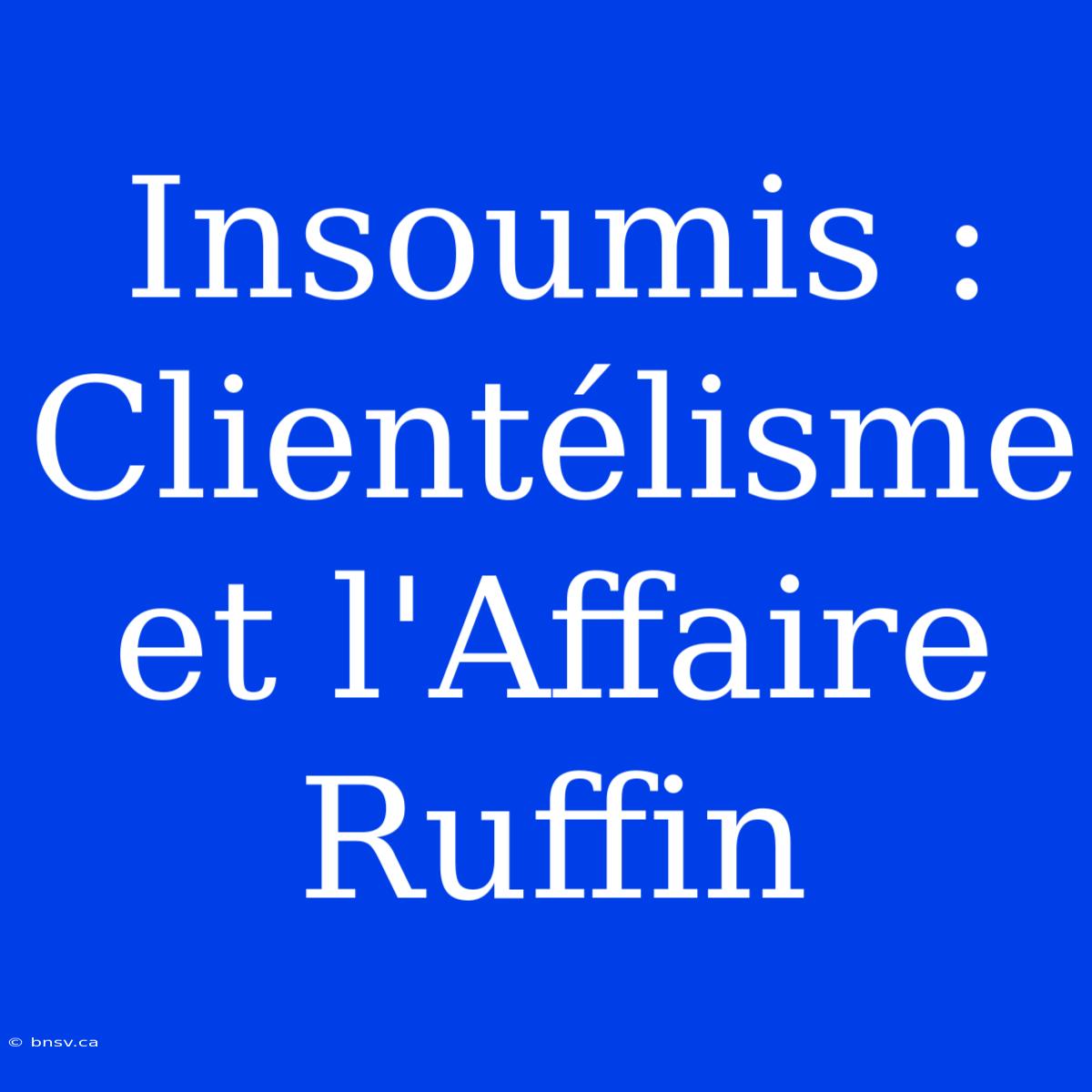 Insoumis : Clientélisme Et L'Affaire Ruffin