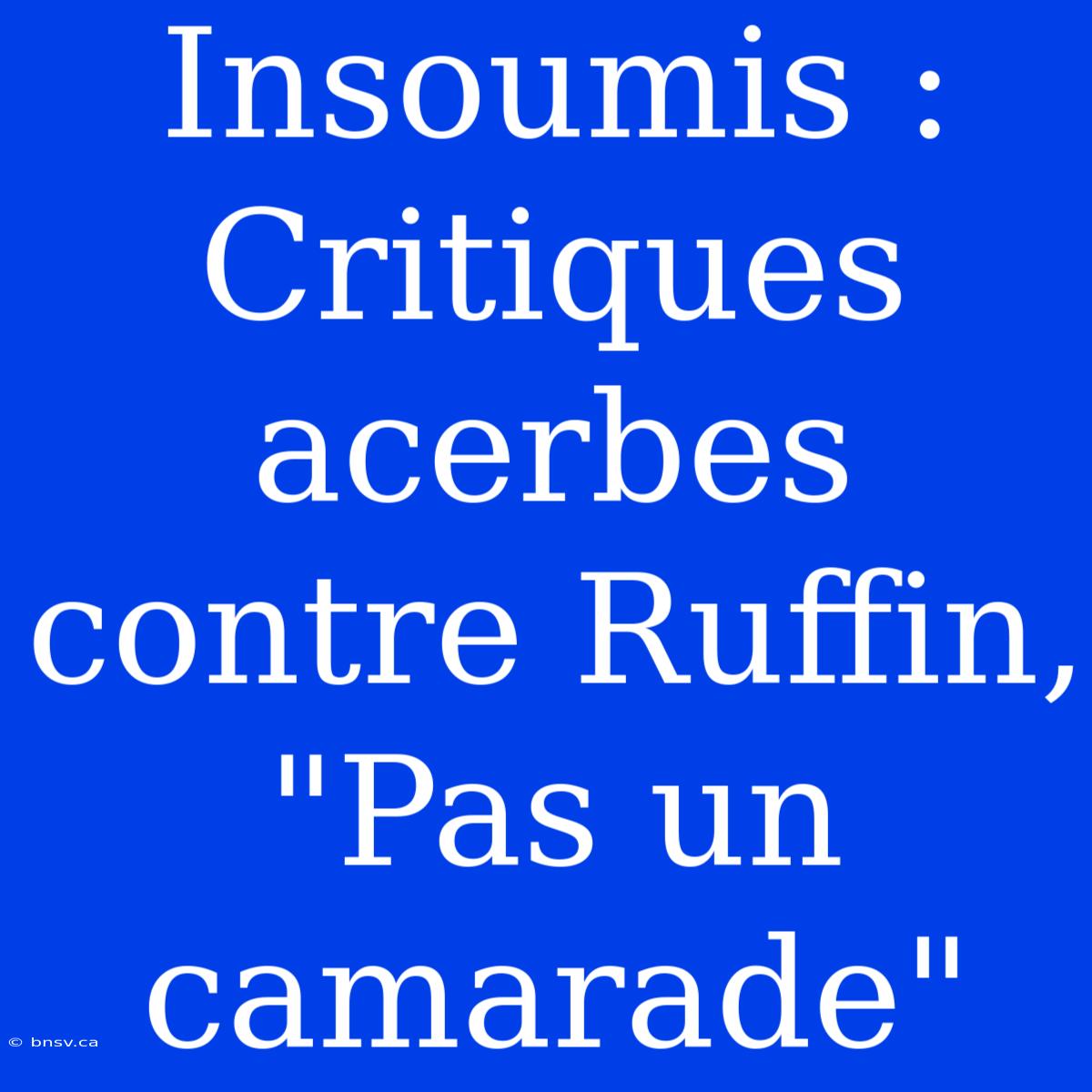 Insoumis : Critiques Acerbes Contre Ruffin, 