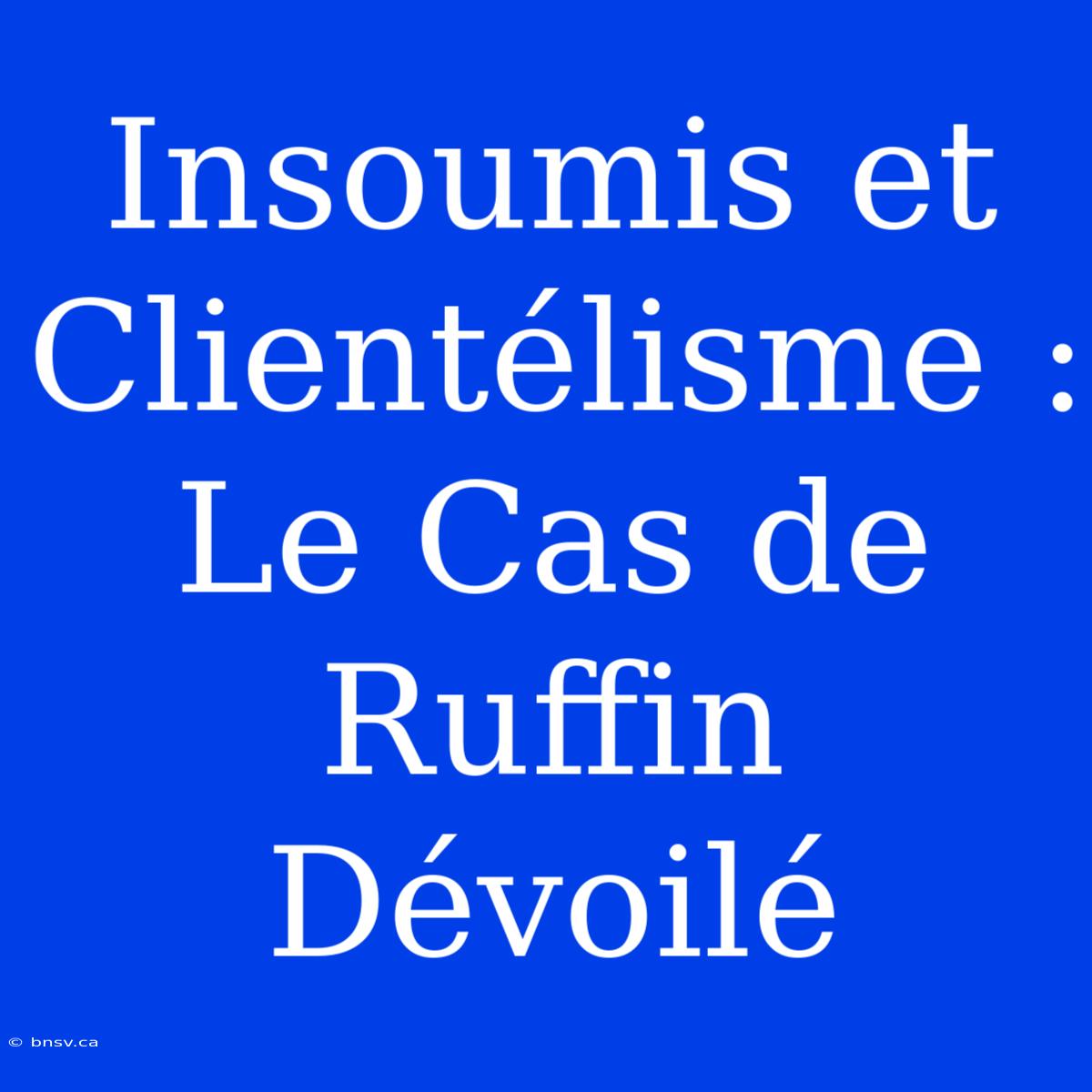 Insoumis Et Clientélisme : Le Cas De Ruffin Dévoilé