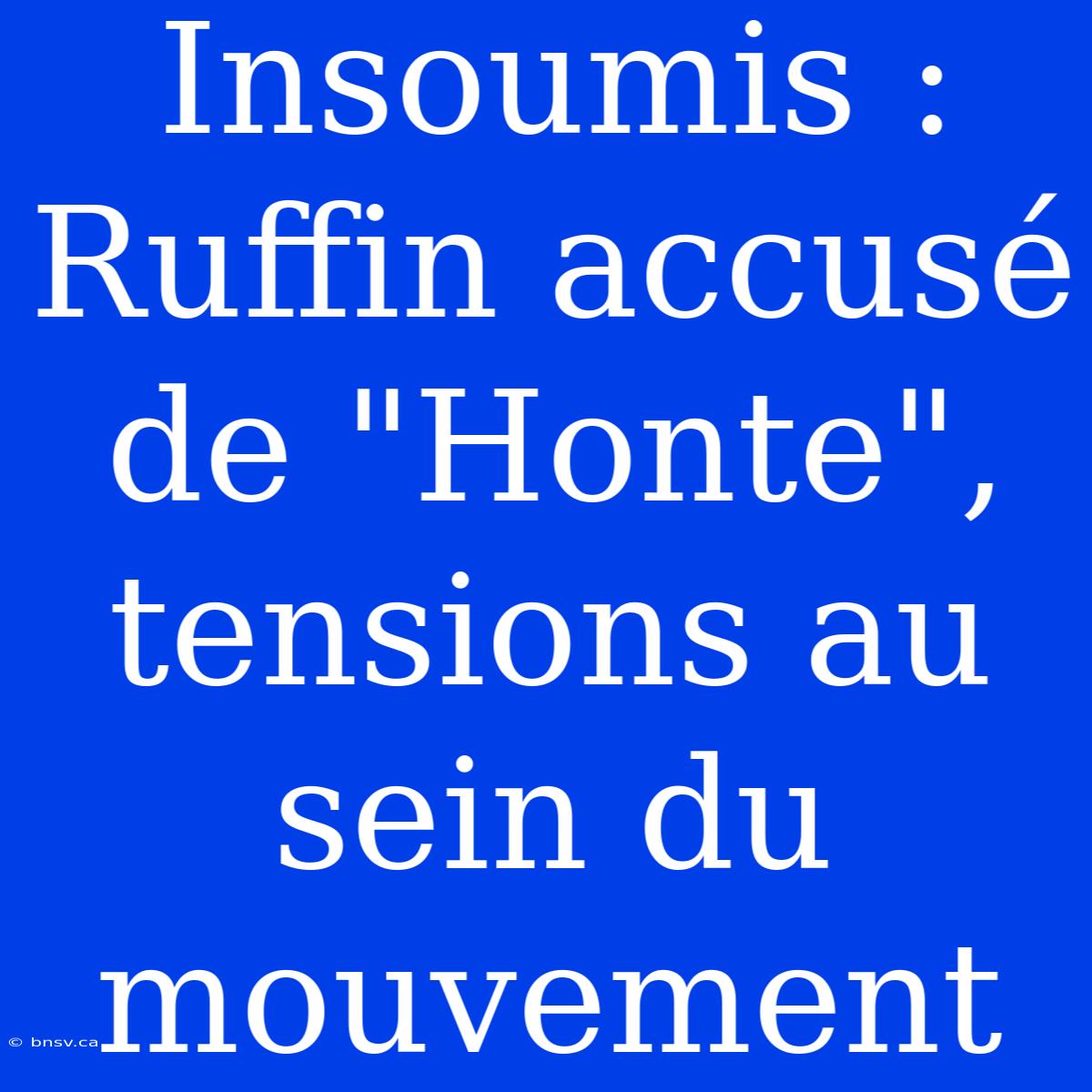 Insoumis : Ruffin Accusé De 