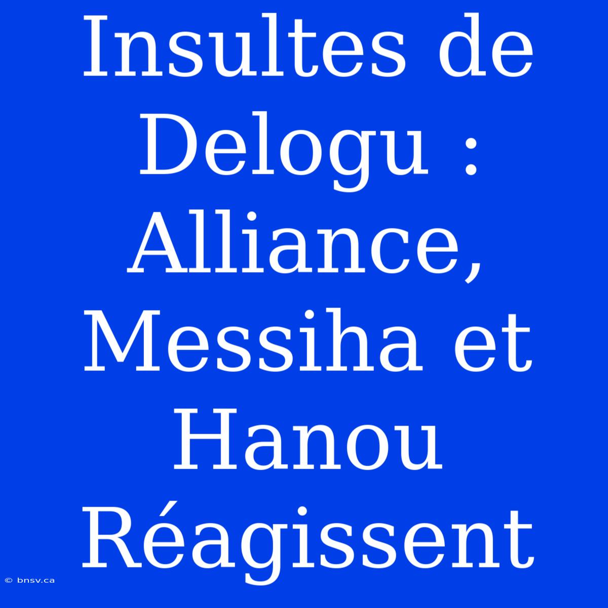 Insultes De Delogu : Alliance, Messiha Et Hanou Réagissent