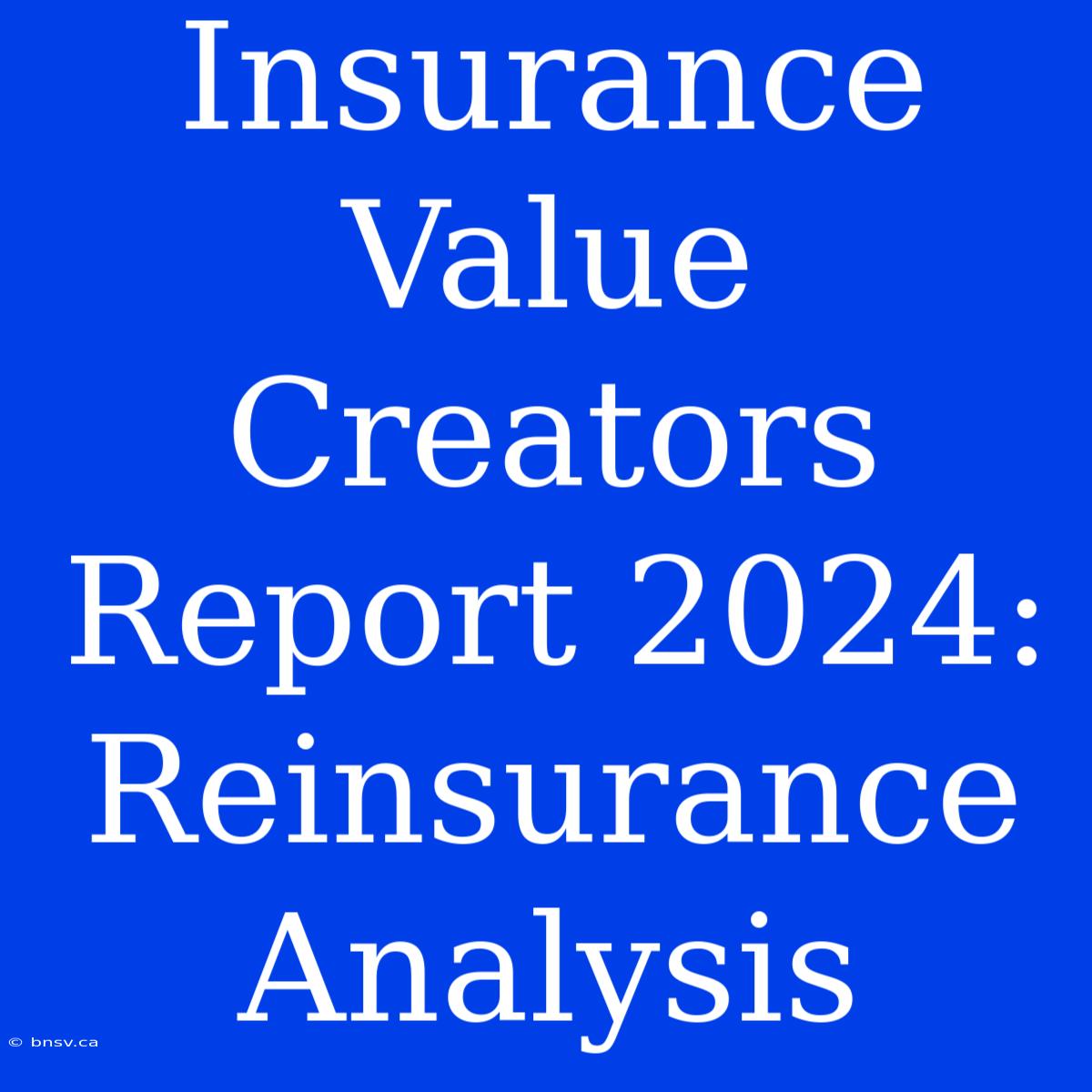 Insurance Value Creators Report 2024: Reinsurance Analysis