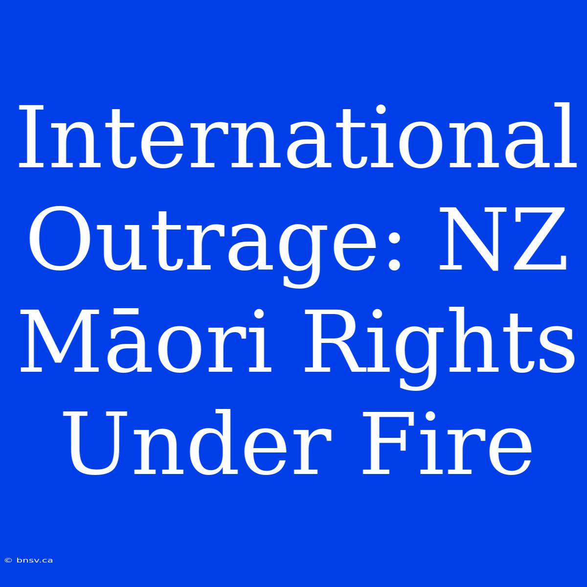 International Outrage: NZ Māori Rights Under Fire