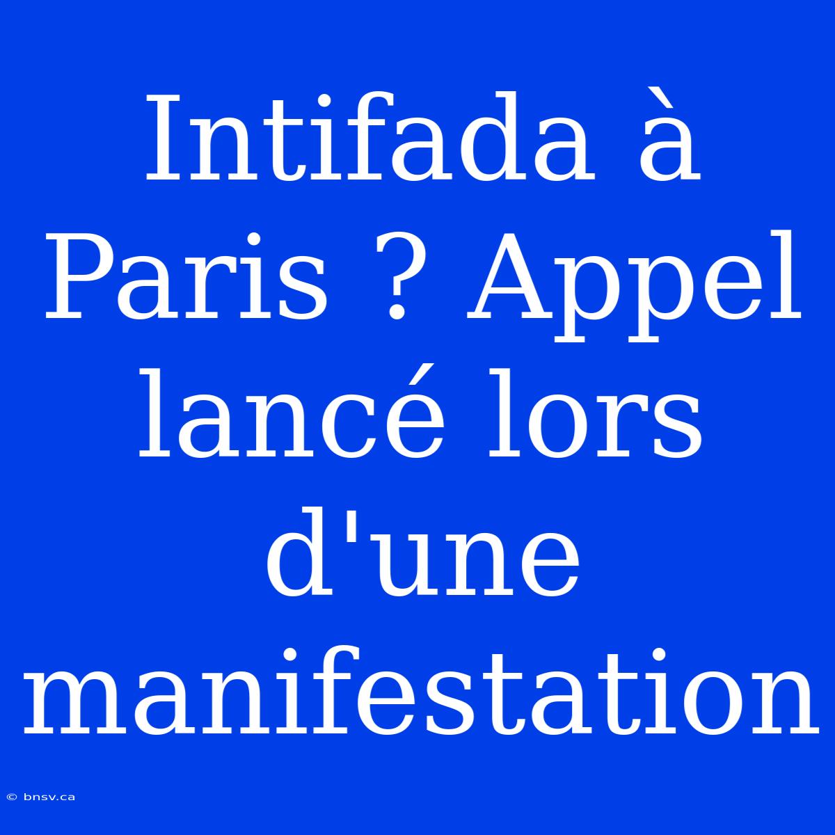 Intifada À Paris ? Appel Lancé Lors D'une Manifestation