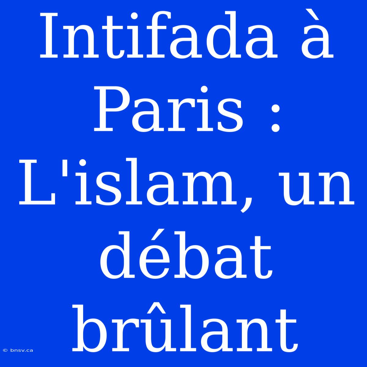 Intifada À Paris : L'islam, Un Débat Brûlant