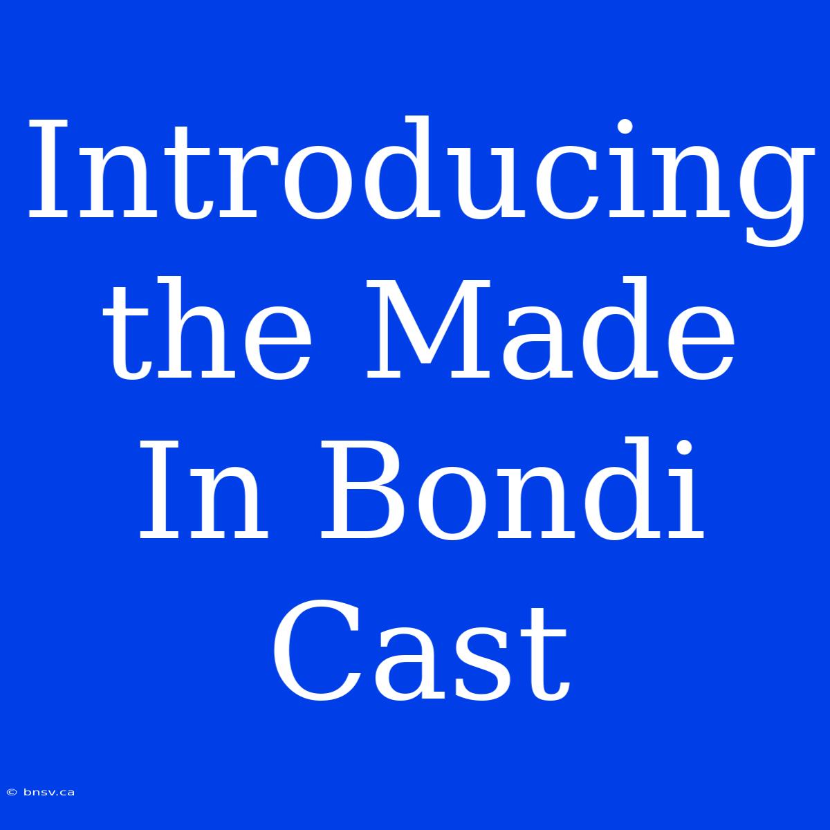 Introducing The Made In Bondi Cast