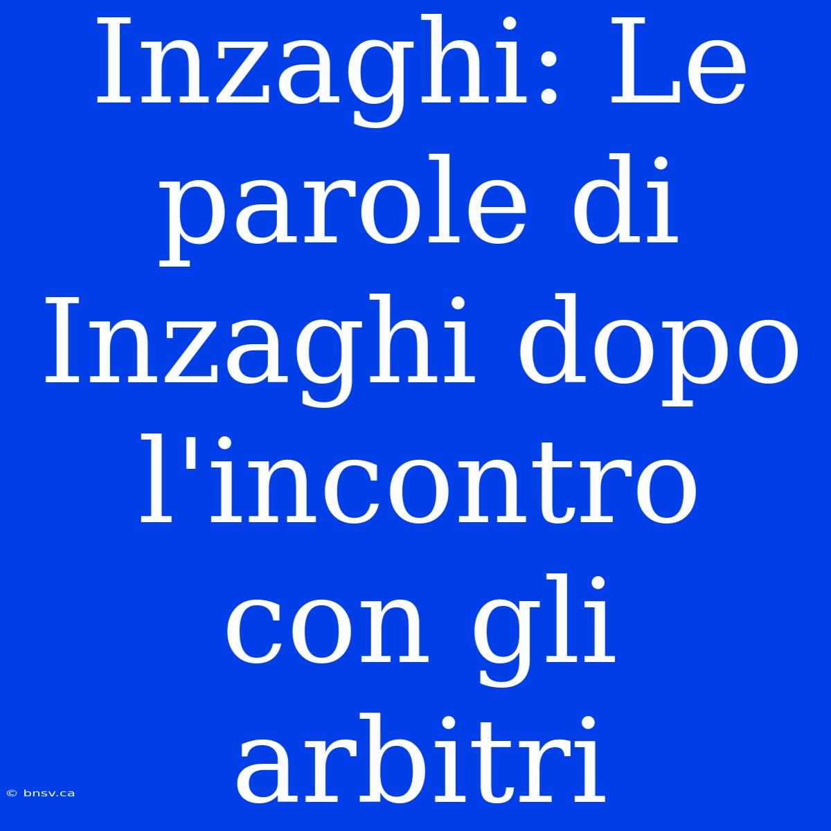 Inzaghi: Le Parole Di Inzaghi Dopo L'incontro Con Gli Arbitri