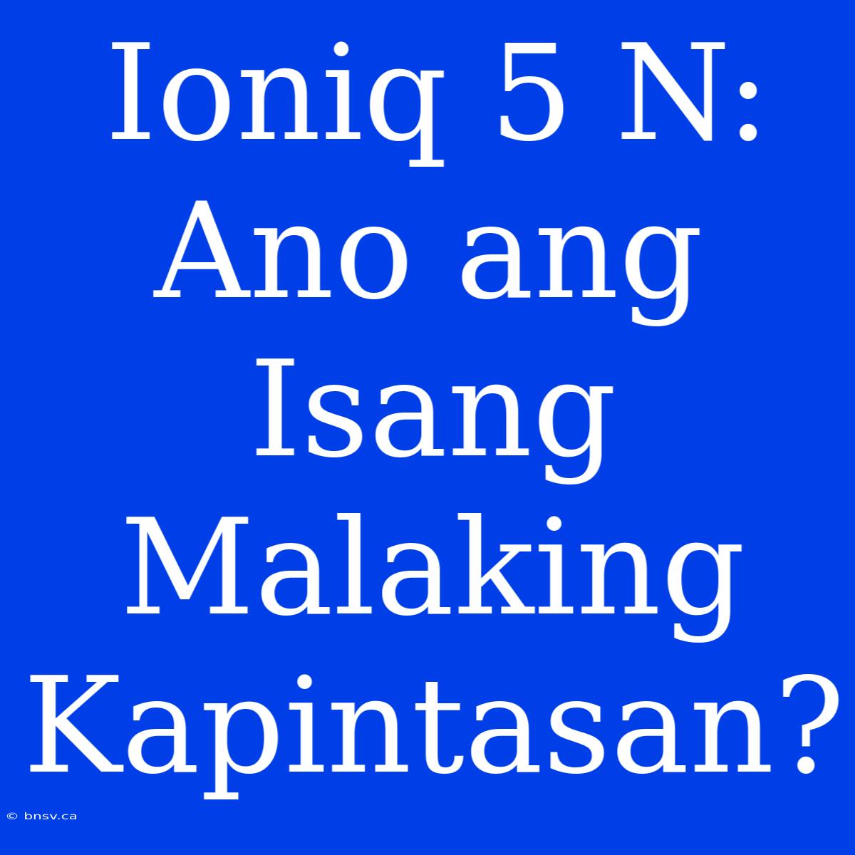 Ioniq 5 N:  Ano Ang Isang Malaking Kapintasan?