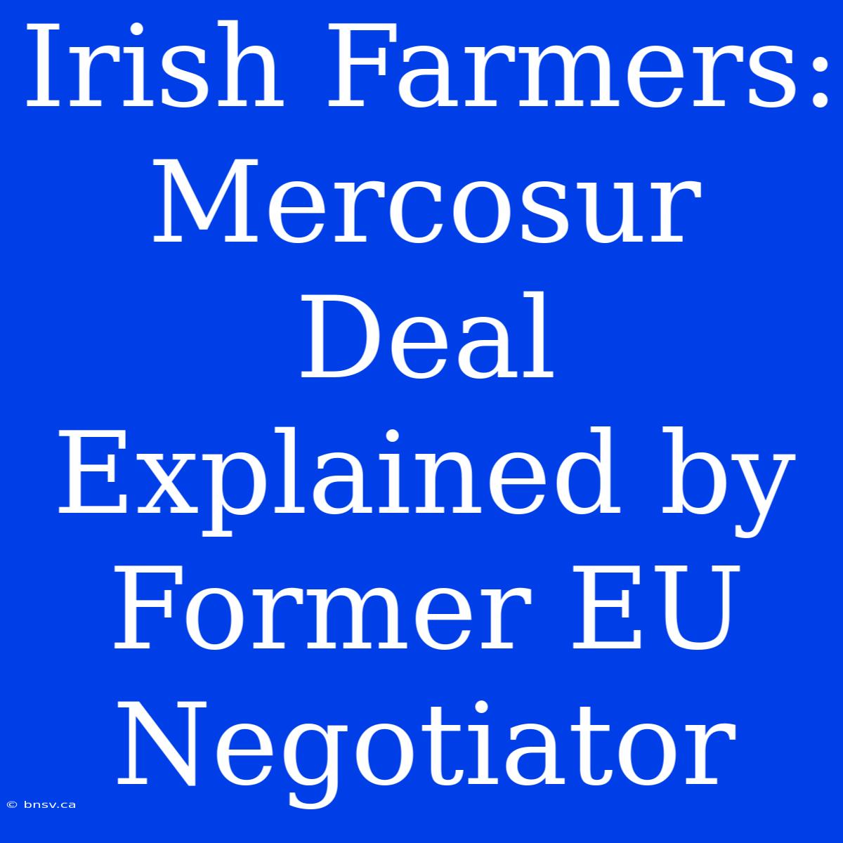 Irish Farmers: Mercosur Deal Explained By Former EU Negotiator