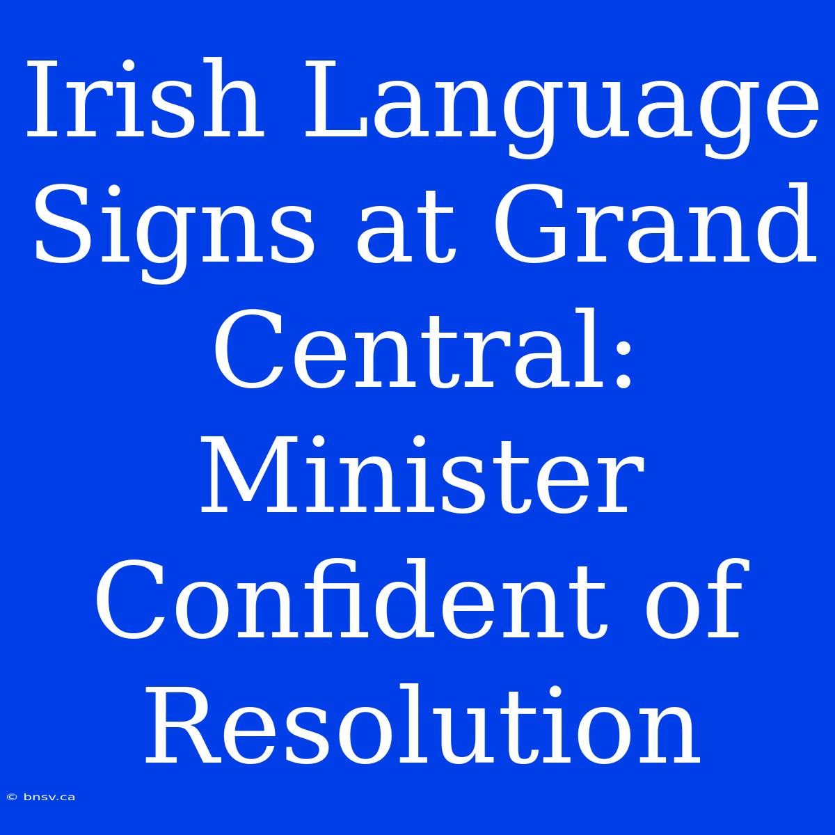 Irish Language Signs At Grand Central: Minister Confident Of Resolution