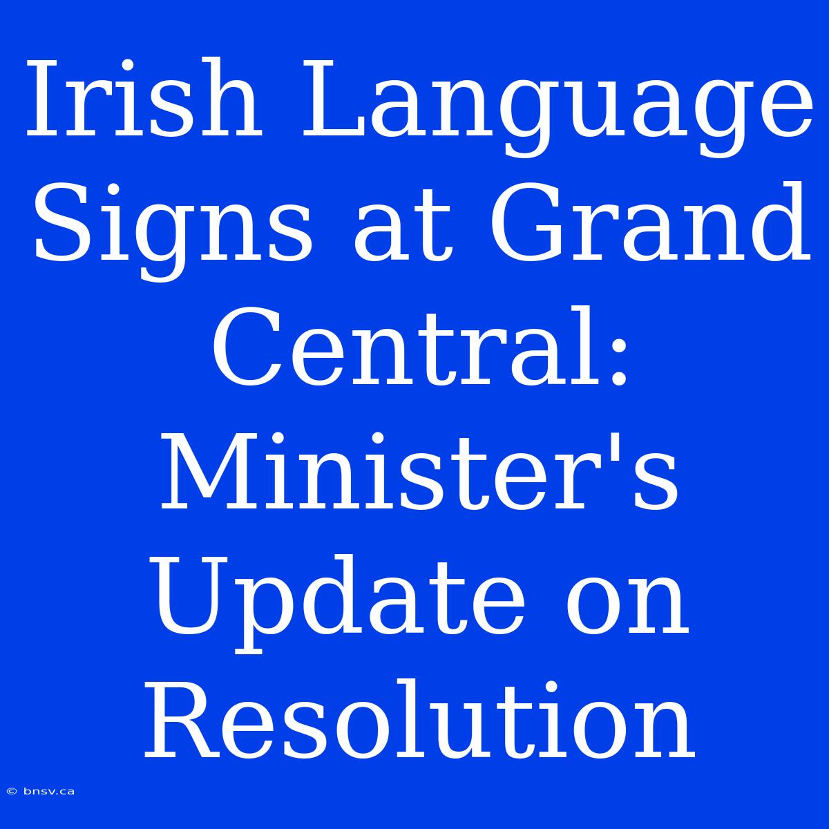 Irish Language Signs At Grand Central: Minister's Update On Resolution