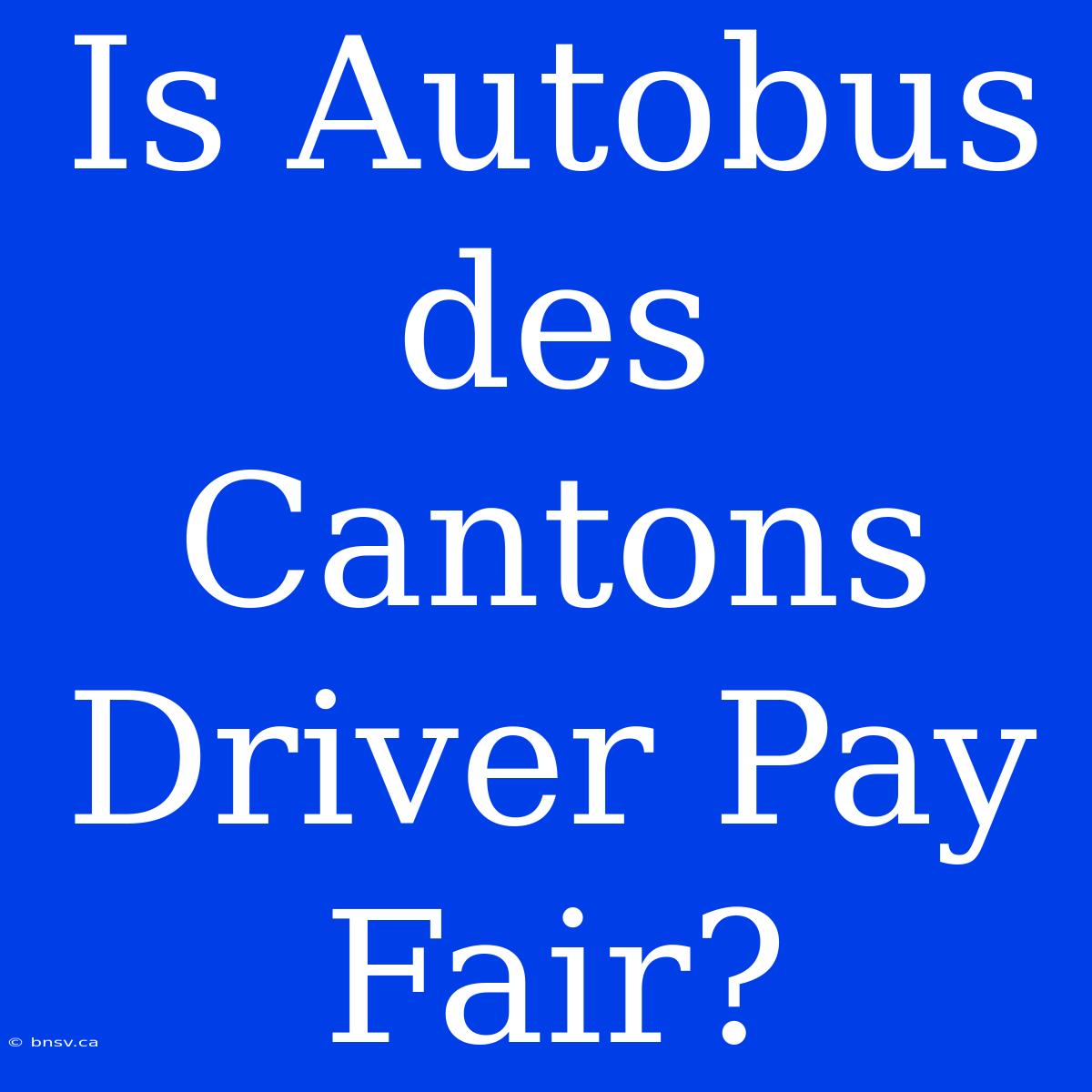 Is Autobus Des Cantons Driver Pay Fair?