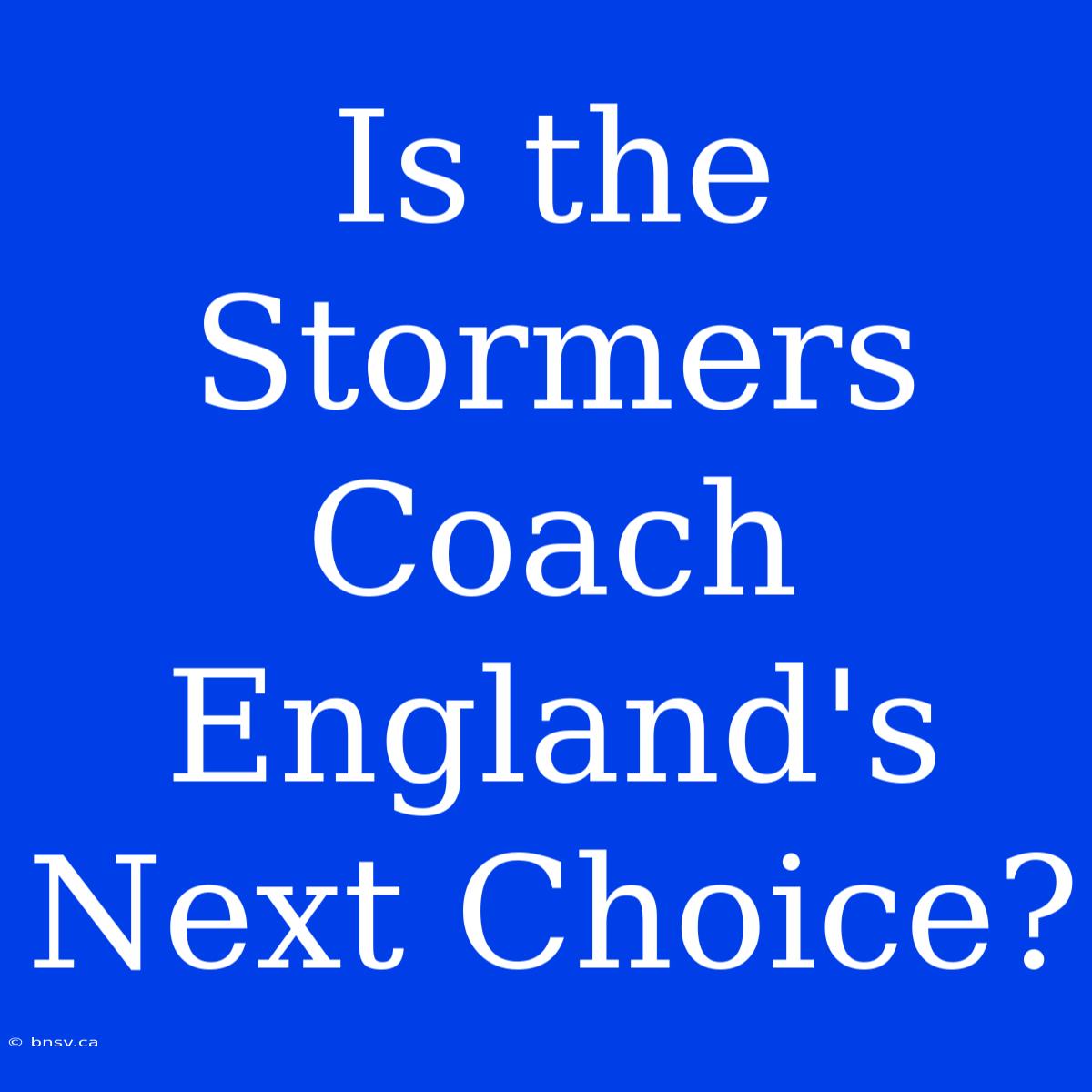 Is The Stormers Coach England's Next Choice?