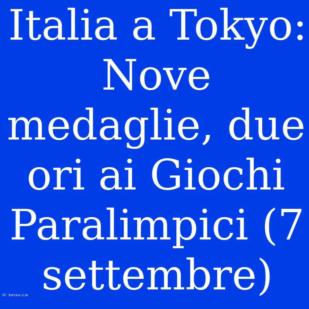 Italia A Tokyo: Nove Medaglie, Due Ori Ai Giochi Paralimpici (7 Settembre)