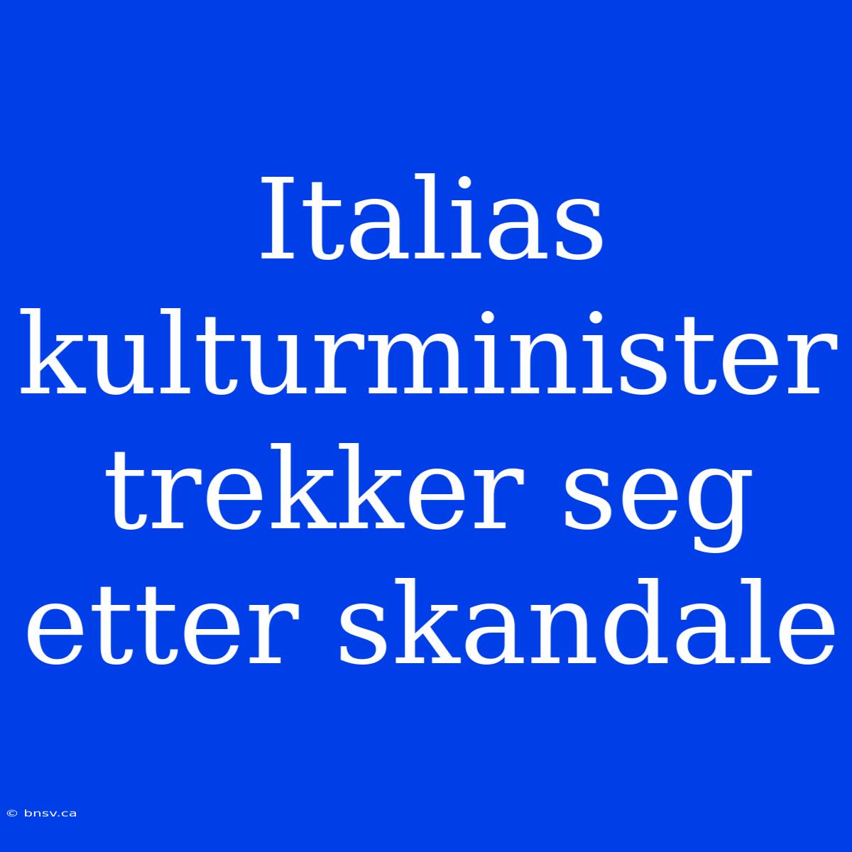 Italias Kulturminister Trekker Seg Etter Skandale