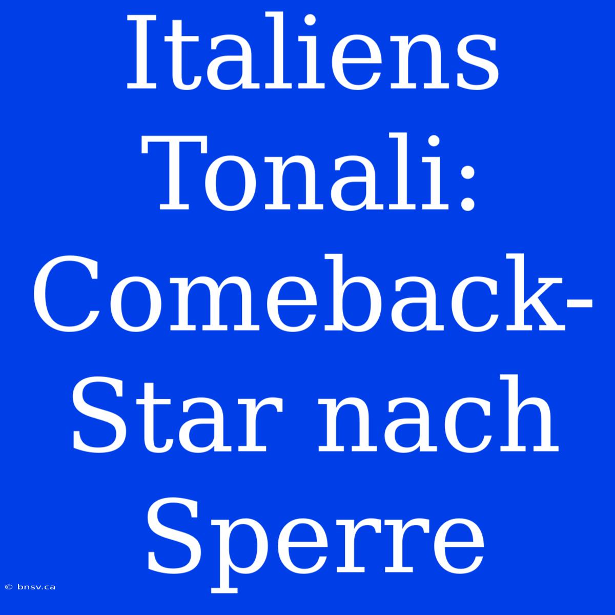 Italiens Tonali: Comeback-Star Nach Sperre