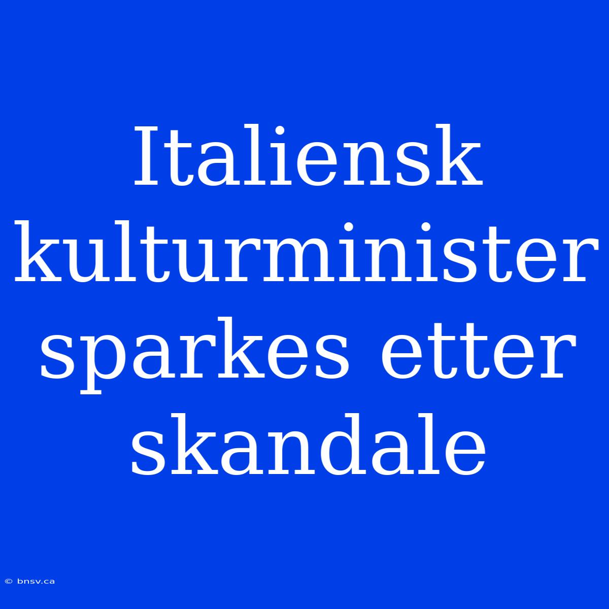 Italiensk Kulturminister Sparkes Etter Skandale