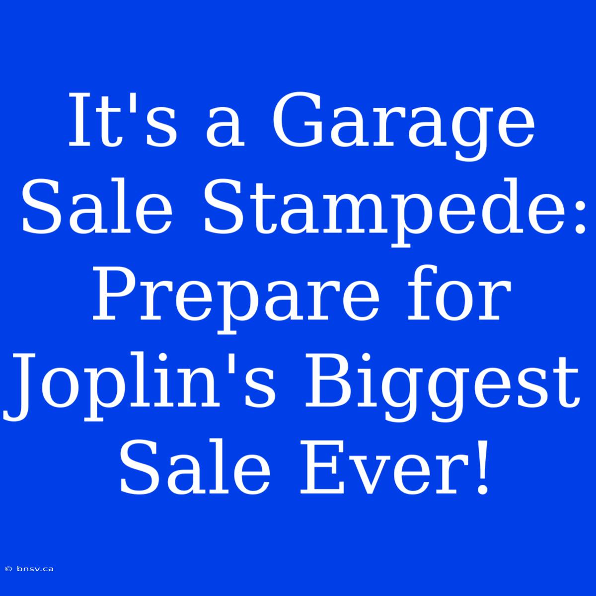 It's A Garage Sale Stampede: Prepare For Joplin's Biggest Sale Ever!