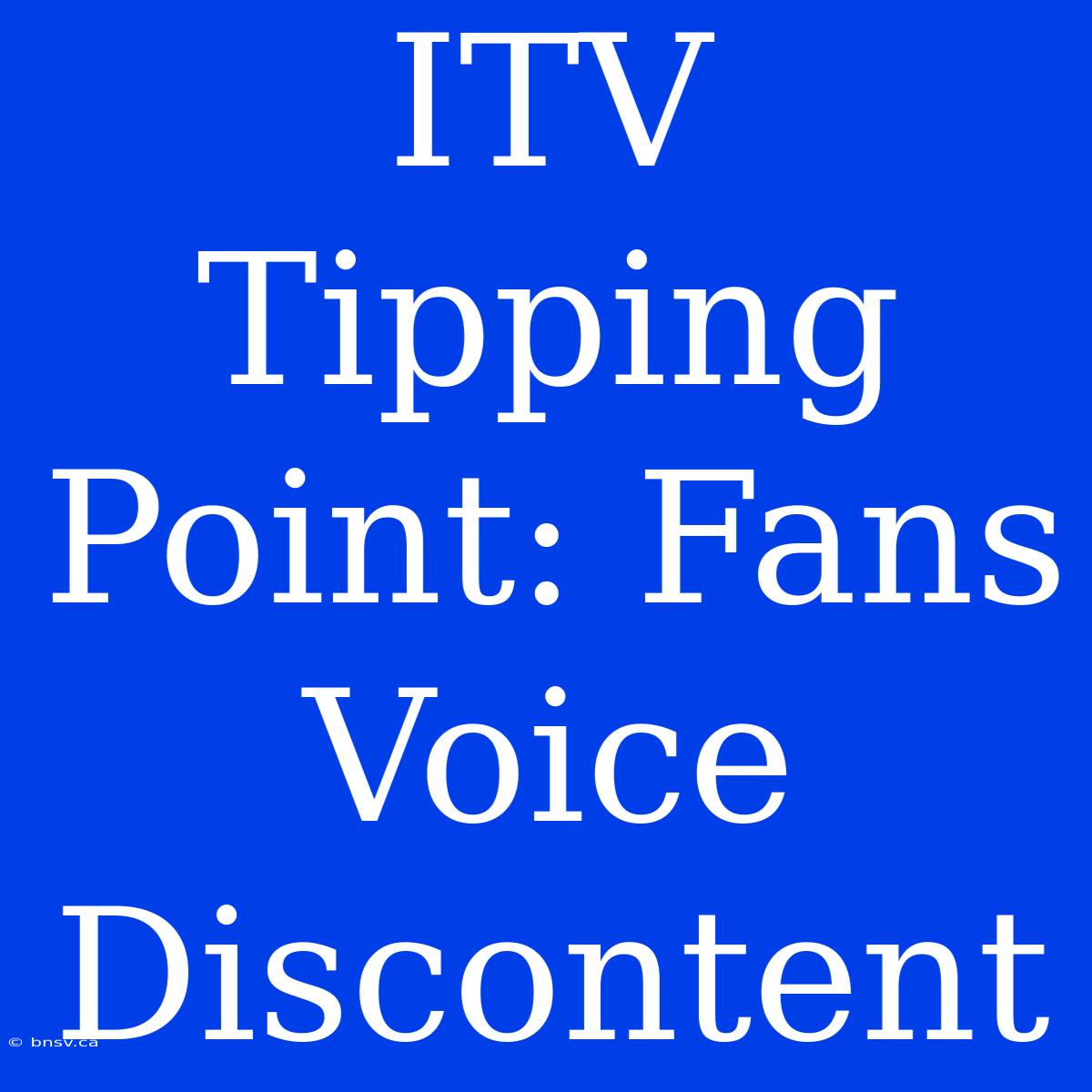 ITV Tipping Point: Fans Voice Discontent