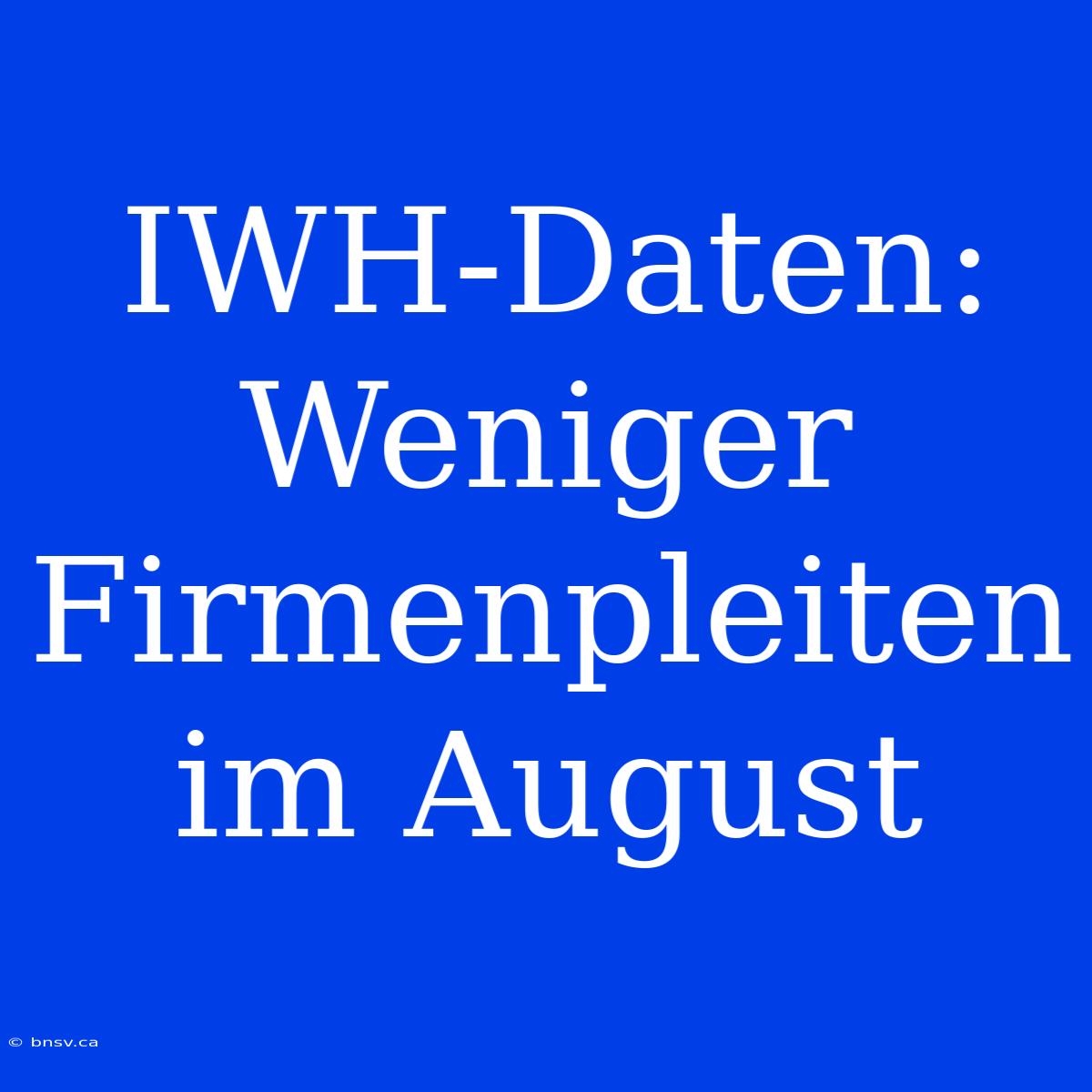 IWH-Daten: Weniger Firmenpleiten Im August