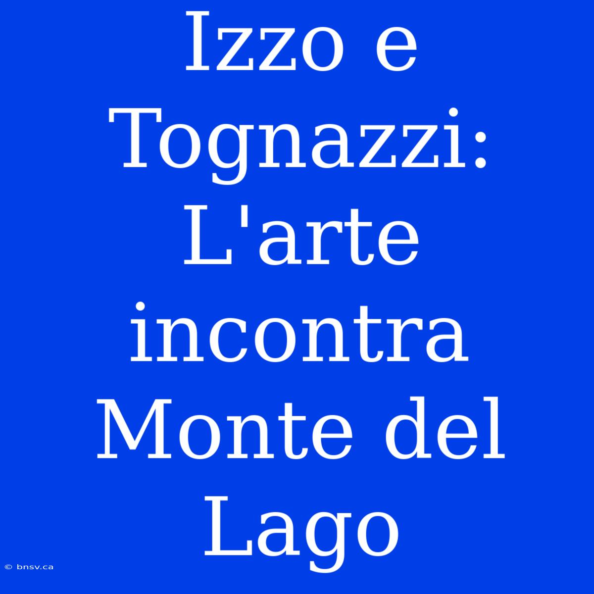 Izzo E Tognazzi: L'arte Incontra Monte Del Lago