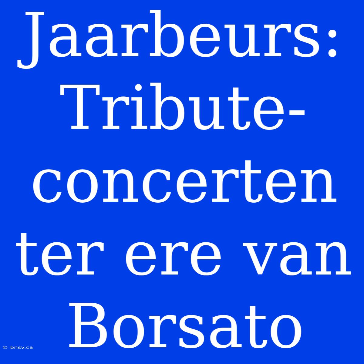 Jaarbeurs: Tribute-concerten Ter Ere Van Borsato