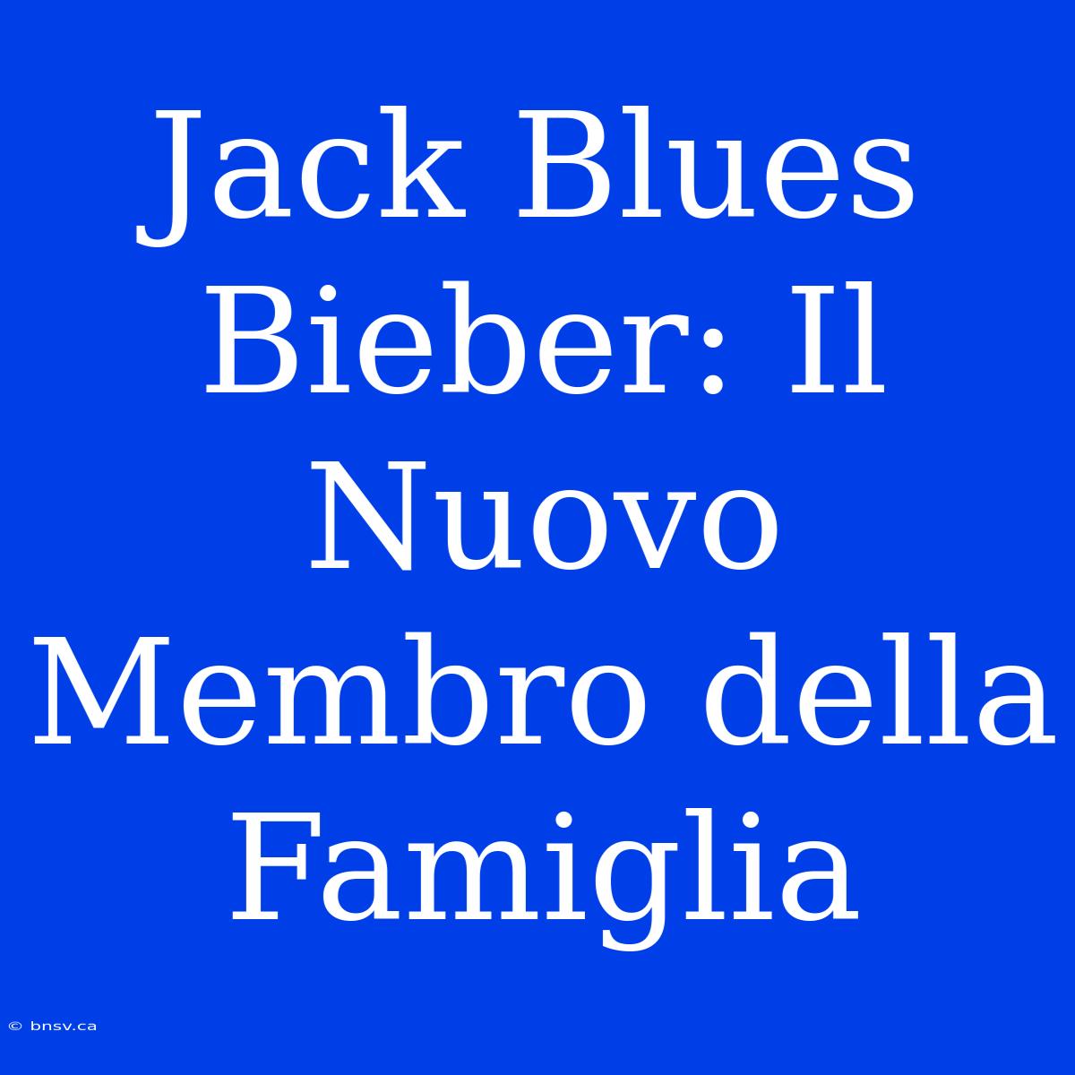 Jack Blues Bieber: Il Nuovo Membro Della Famiglia