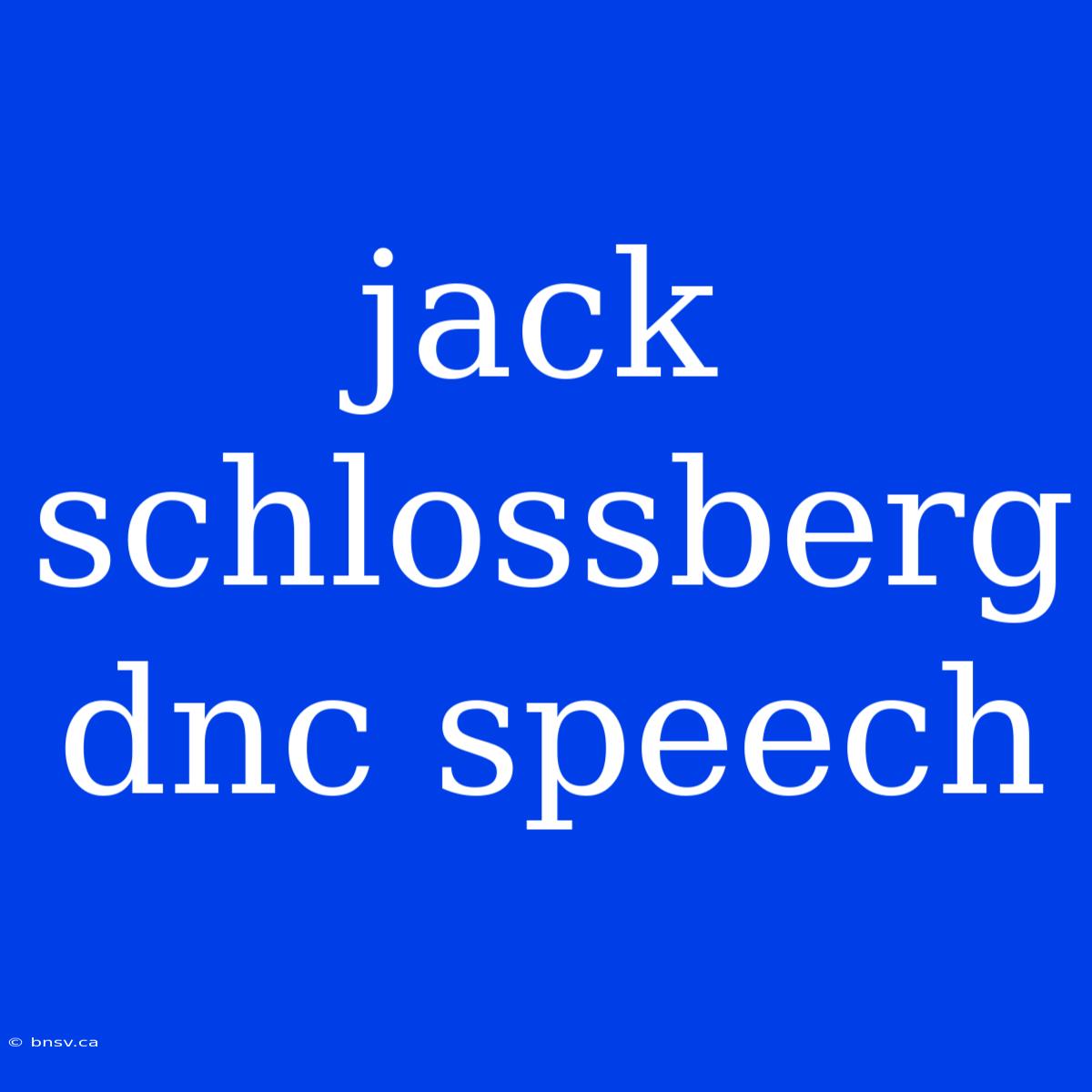 Jack Schlossberg Dnc Speech