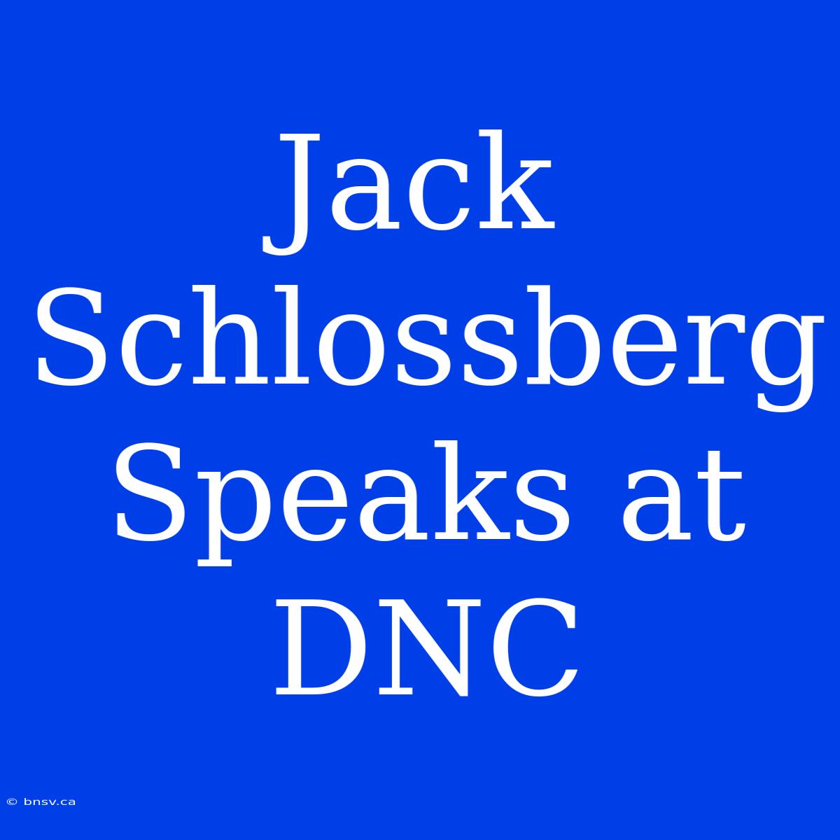 Jack Schlossberg Speaks At DNC