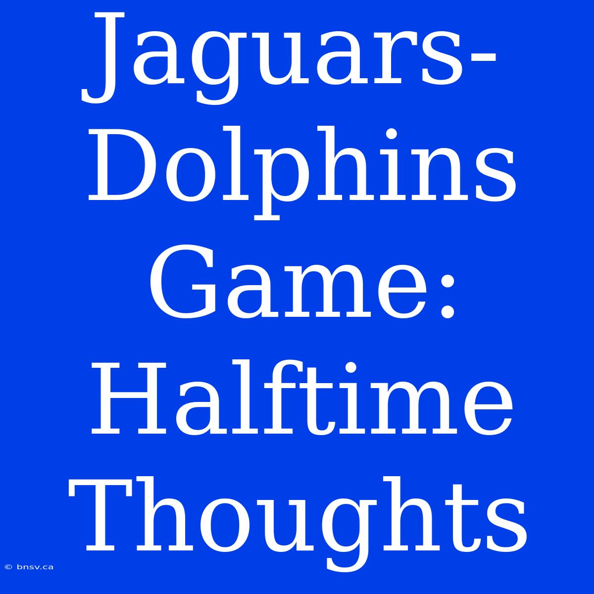 Jaguars-Dolphins Game: Halftime  Thoughts