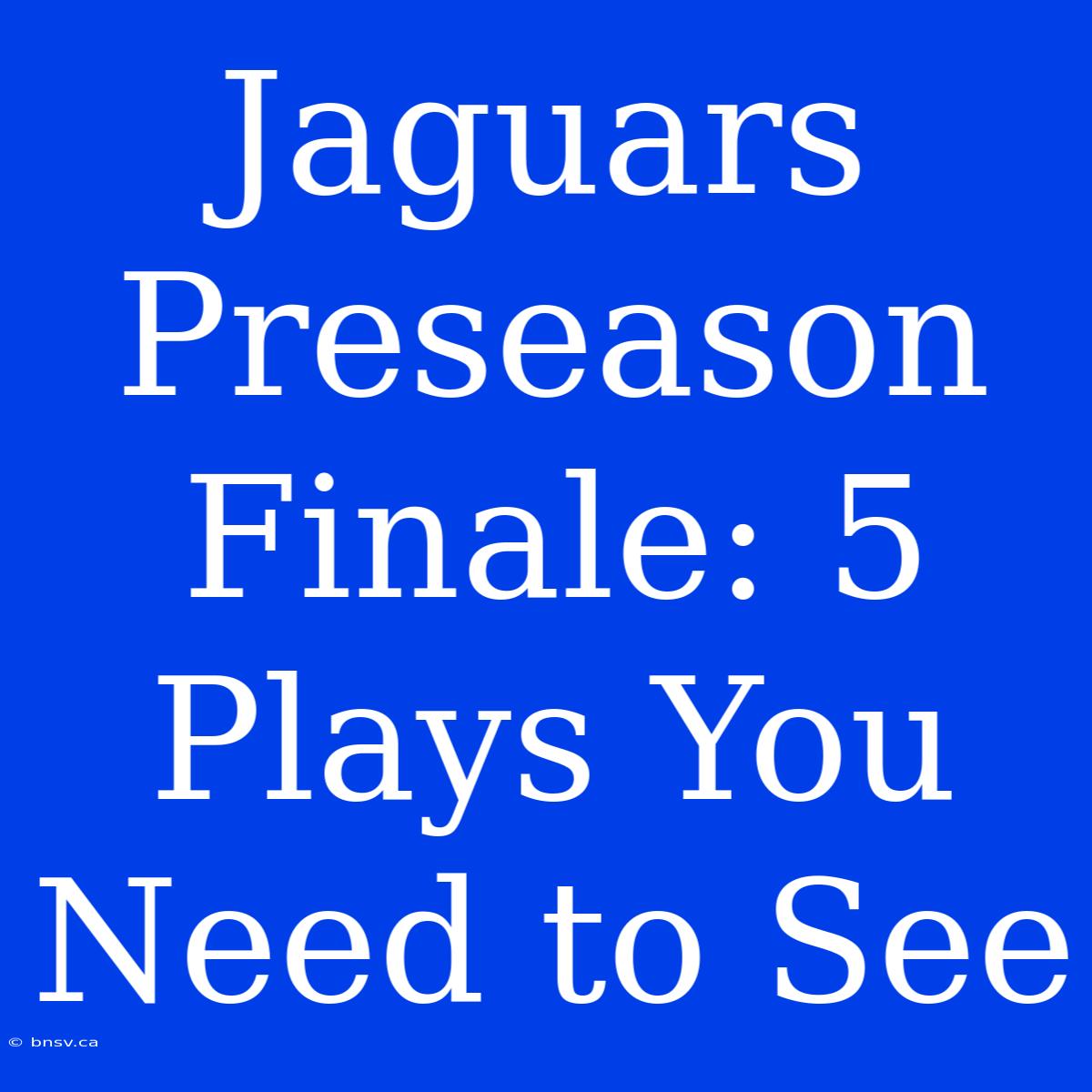 Jaguars Preseason Finale: 5 Plays You Need To See