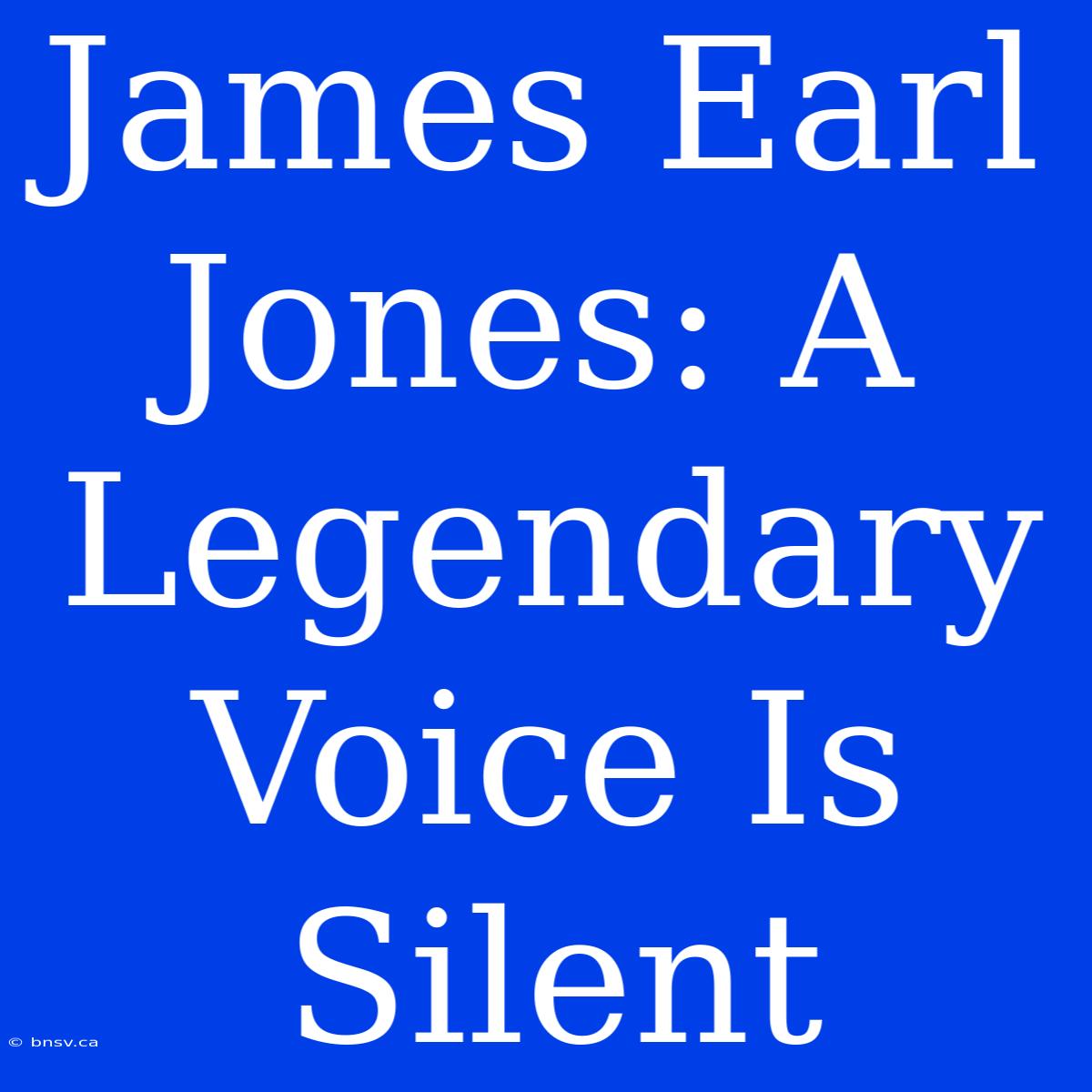 James Earl Jones: A Legendary Voice Is Silent