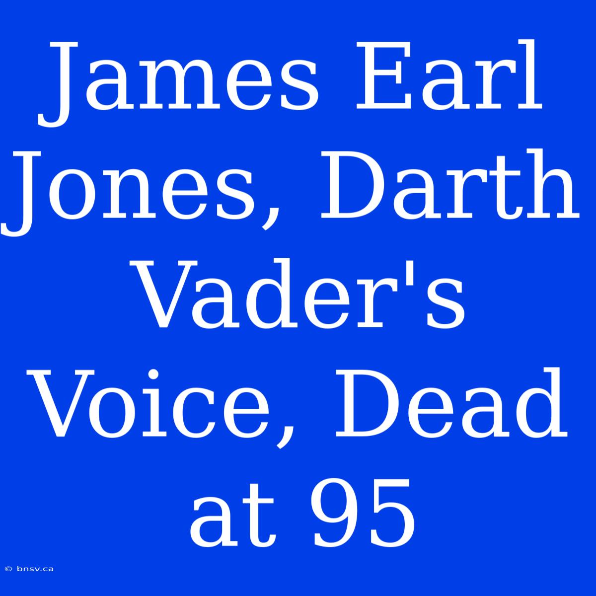 James Earl Jones, Darth Vader's Voice, Dead At 95