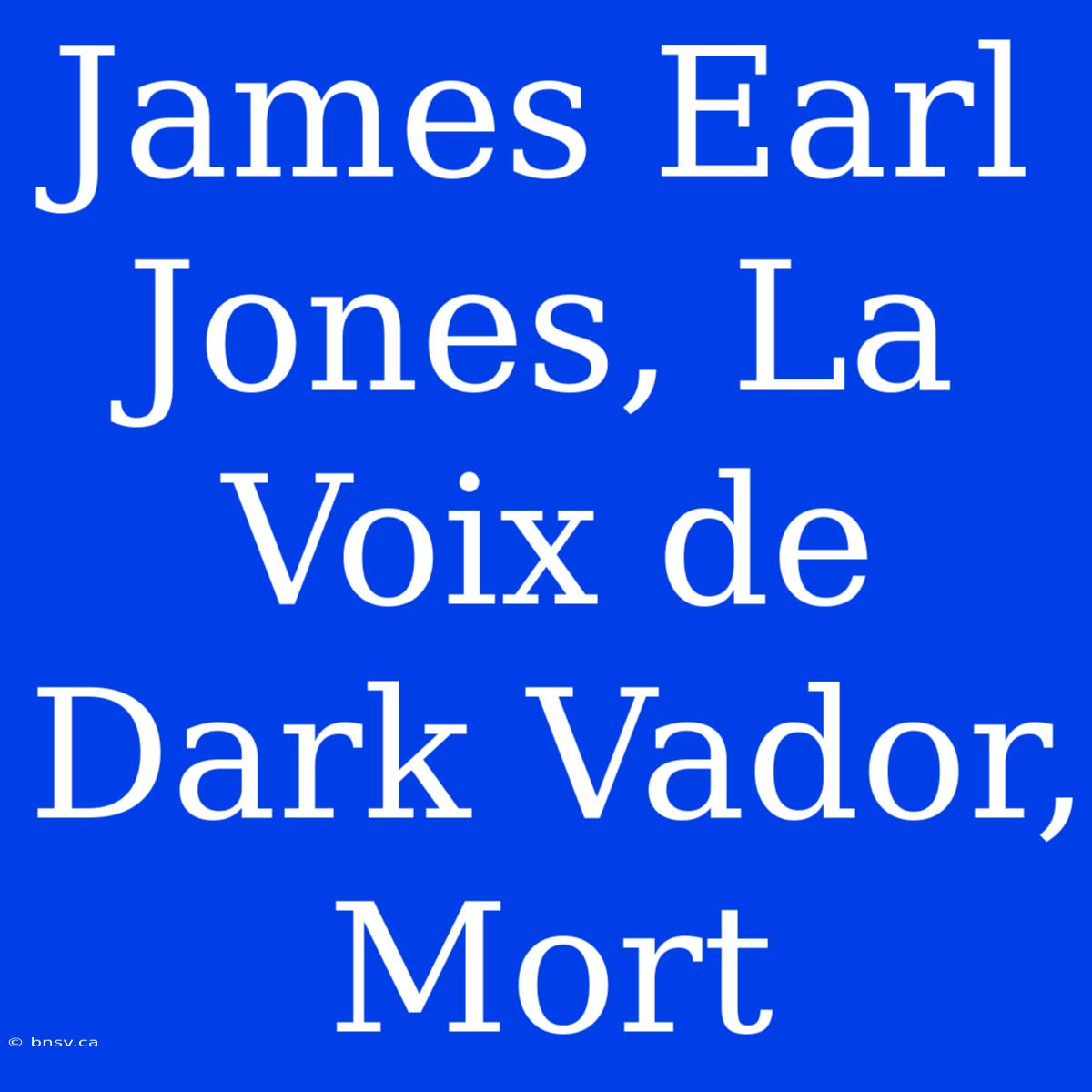 James Earl Jones, La Voix De Dark Vador, Mort