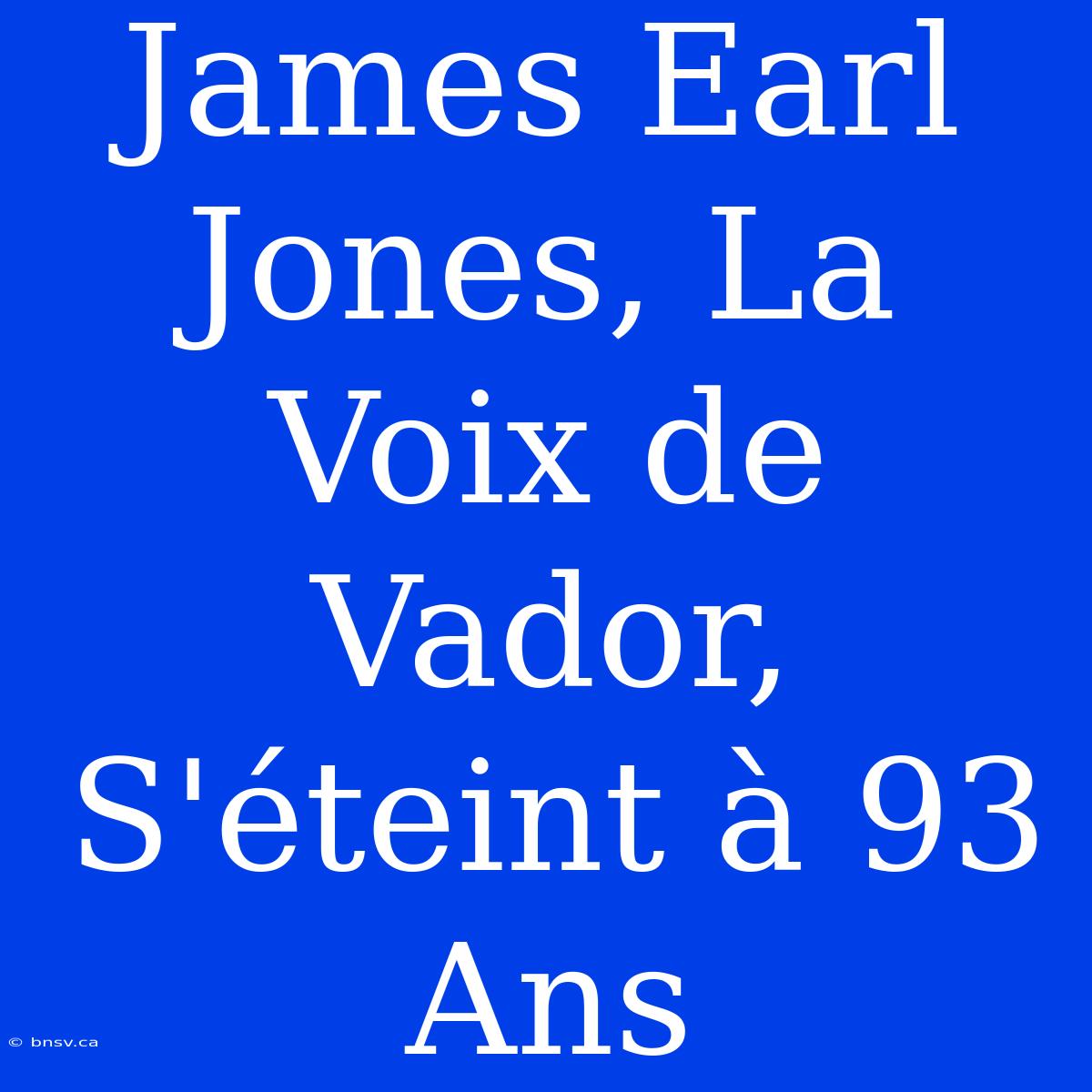 James Earl Jones, La Voix De Vador, S'éteint À 93 Ans