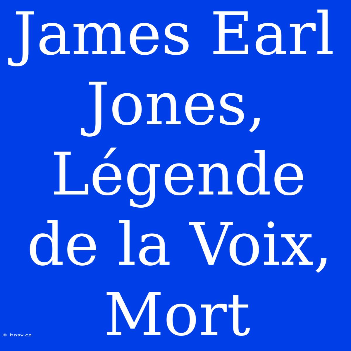 James Earl Jones, Légende De La Voix, Mort