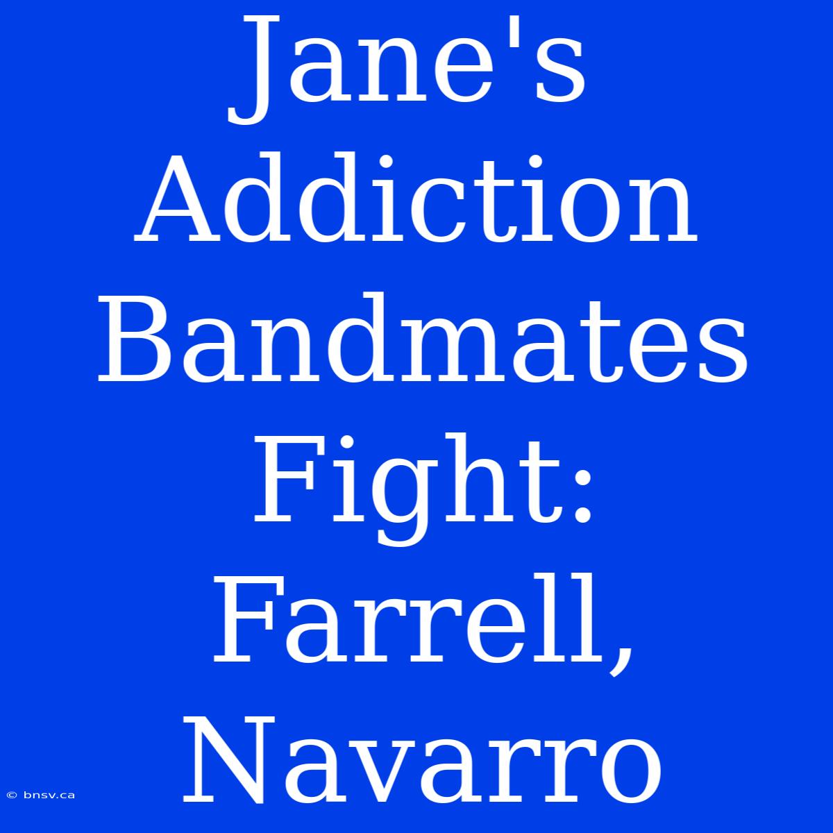 Jane's Addiction Bandmates Fight: Farrell, Navarro