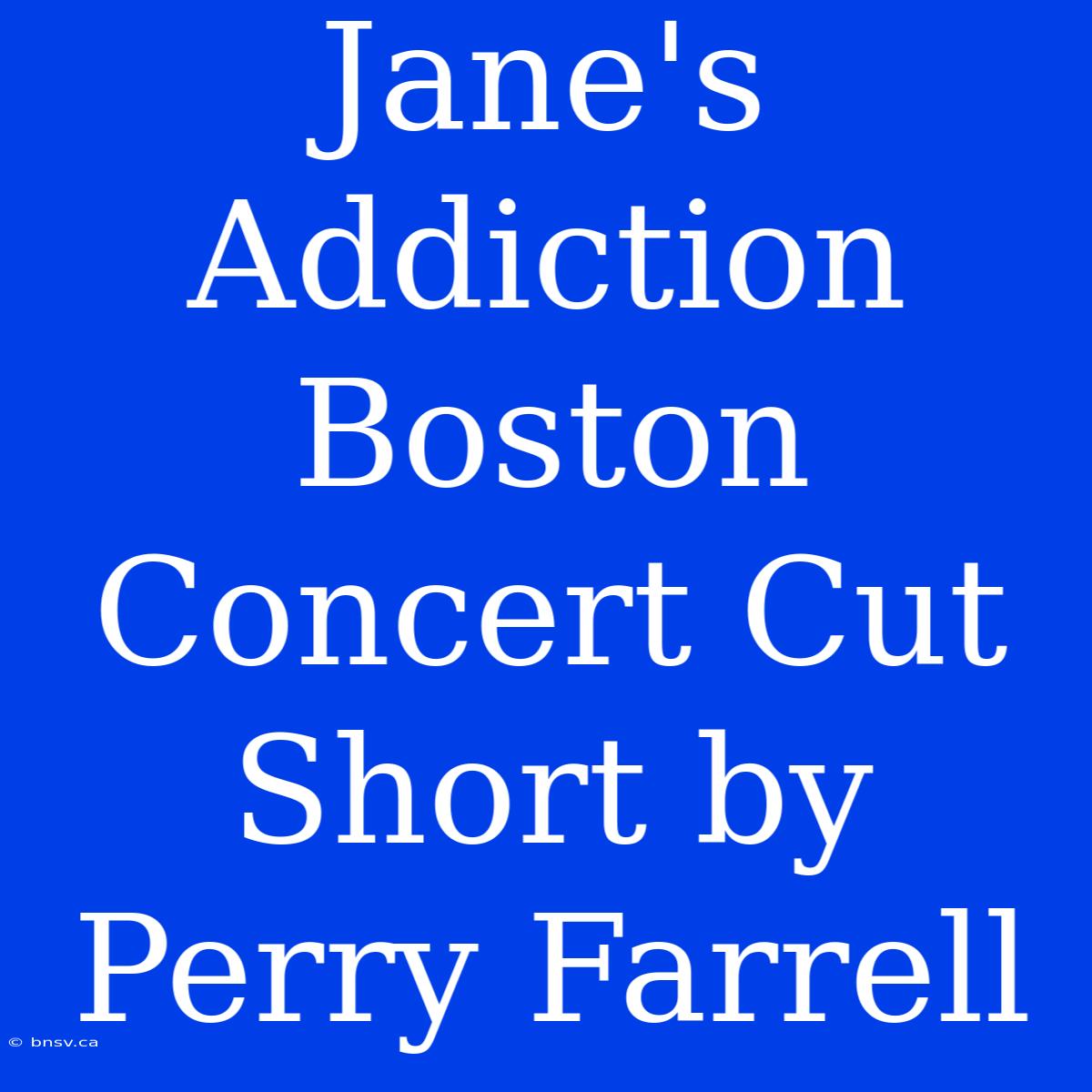 Jane's Addiction Boston Concert Cut Short By Perry Farrell