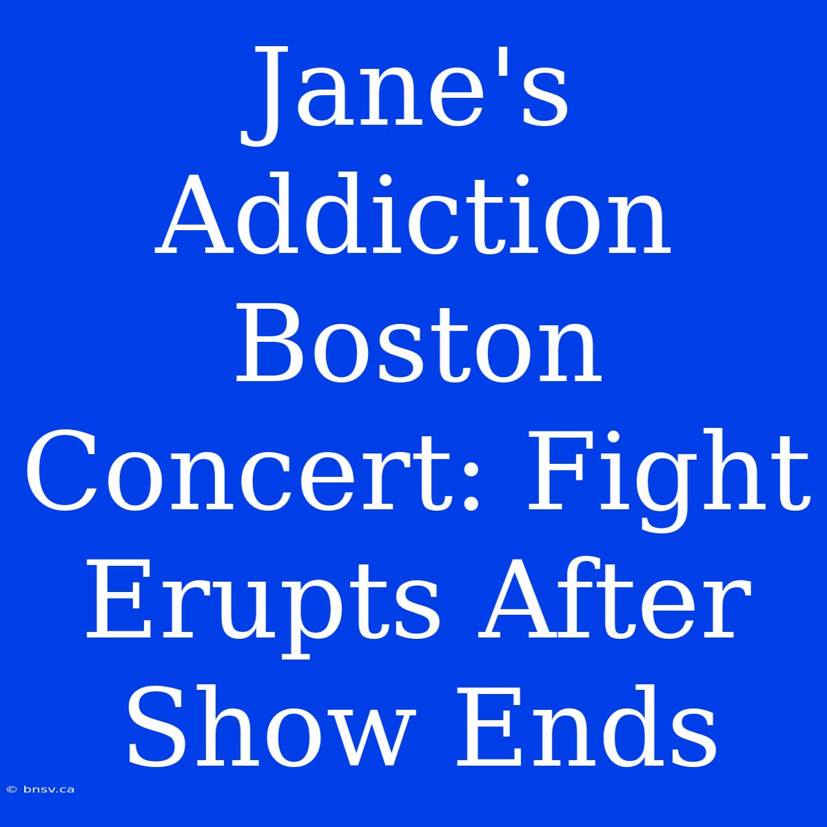 Jane's Addiction Boston Concert: Fight Erupts After Show Ends