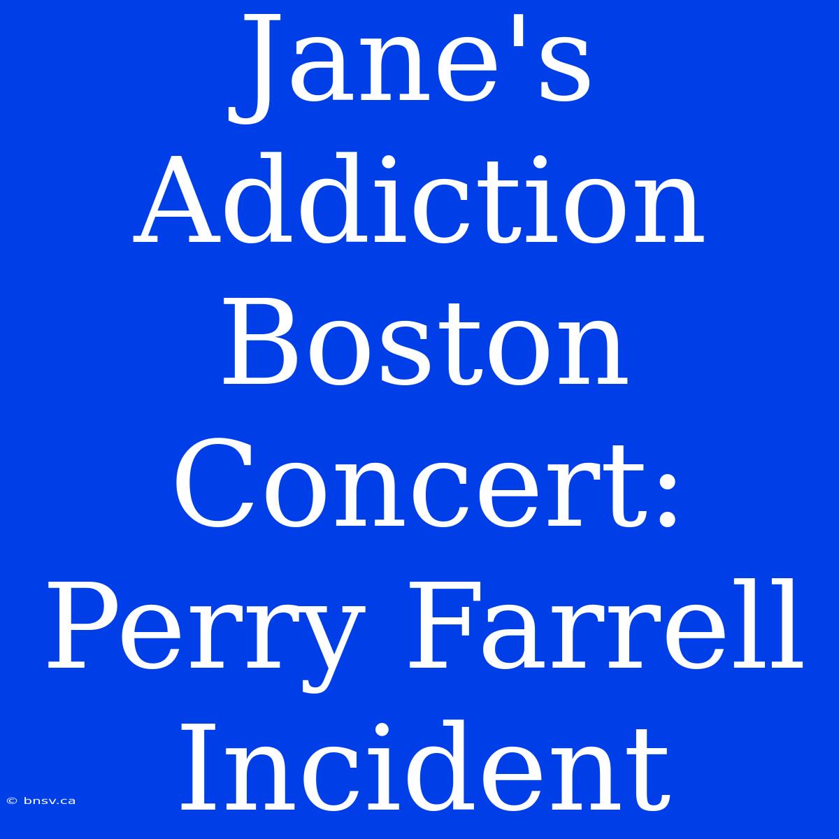 Jane's Addiction Boston Concert: Perry Farrell Incident