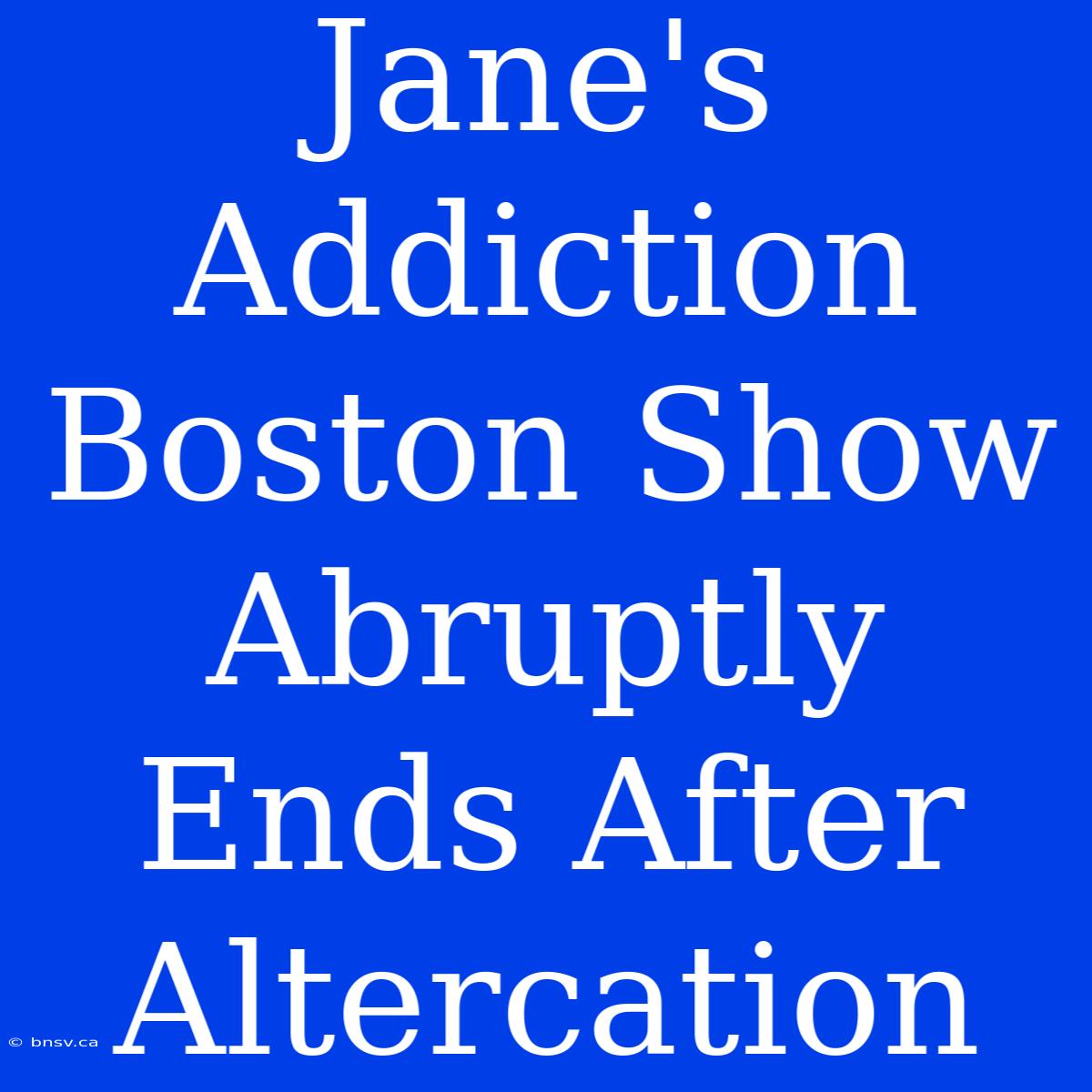 Jane's Addiction Boston Show Abruptly Ends After Altercation