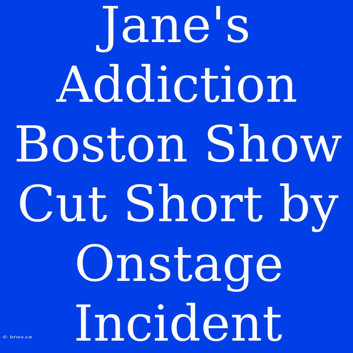 Jane's Addiction Boston Show Cut Short By Onstage Incident